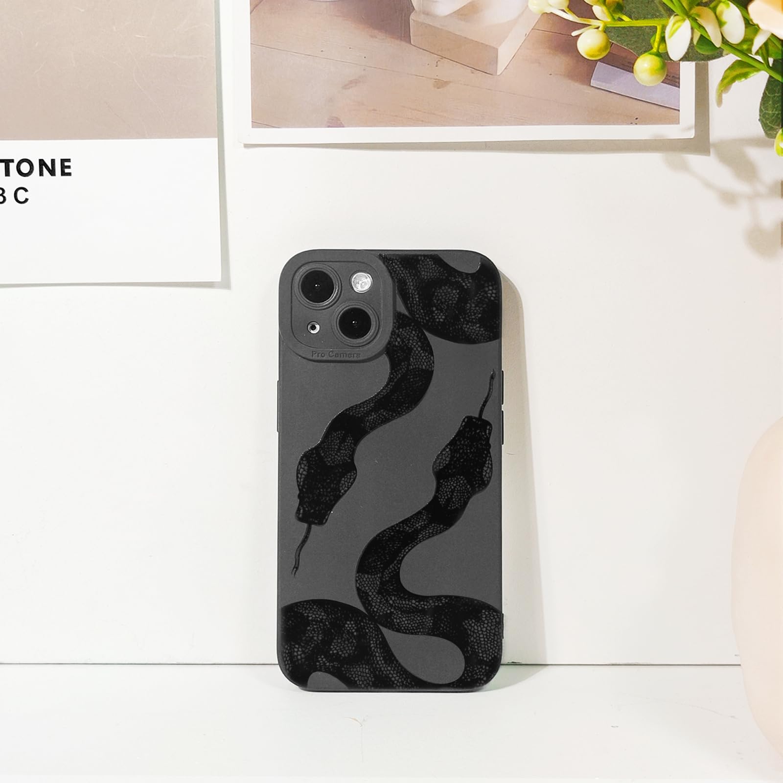 Lovmooful Compatible for iPhone 13 Case Cute Cool Star Black Design for Girls Women Soft TPU Shockproof Protective Girly for iPhone 13-Black Star