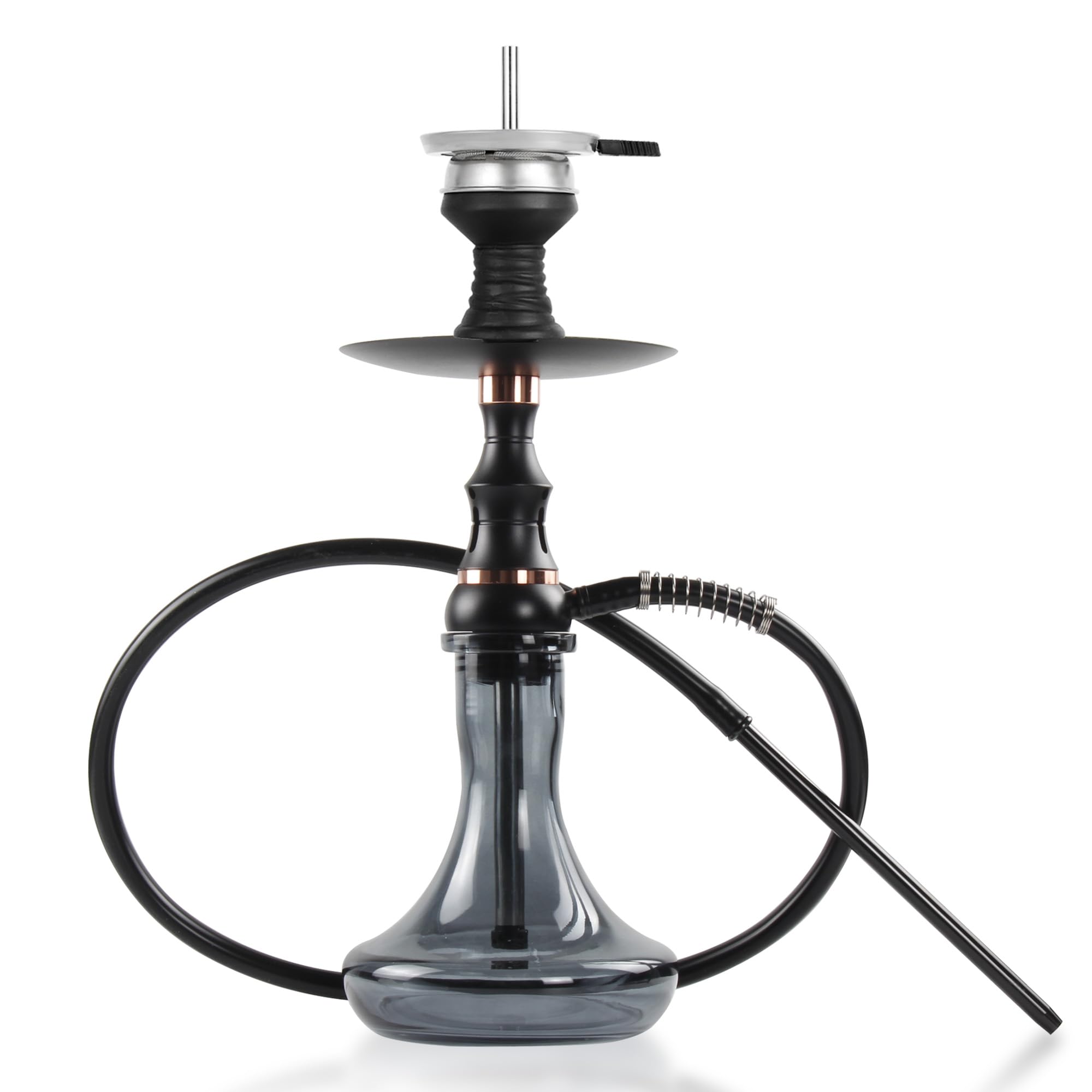 2-Hose Small Green Glass Hookah Set - Portable Water Shisha Pipe