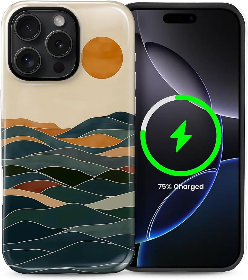 ZHEGAILIAN Magnetic Case for iPhone 15,Compatible with MagSafe Hard Shell + Soft Silicone 2 in 1 Hybrid Shockproof Bumper Drop Protective Case Retro Black Cat Guitar