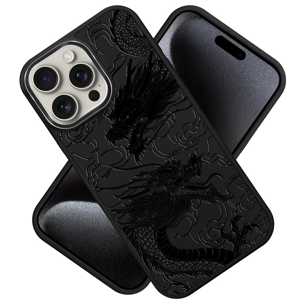 DAIZAG Case for iPhone 16, [Durable Shockproof Protective Magnetic Cover] [Compatible with MagSafe],Dragons Black