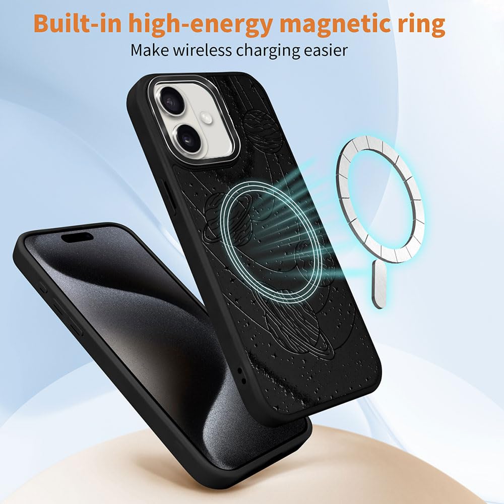 DAIZAG Case for iPhone 16, [Durable Shockproof Protective Magnetic Cover] [Compatible with MagSafe],Dragons Black