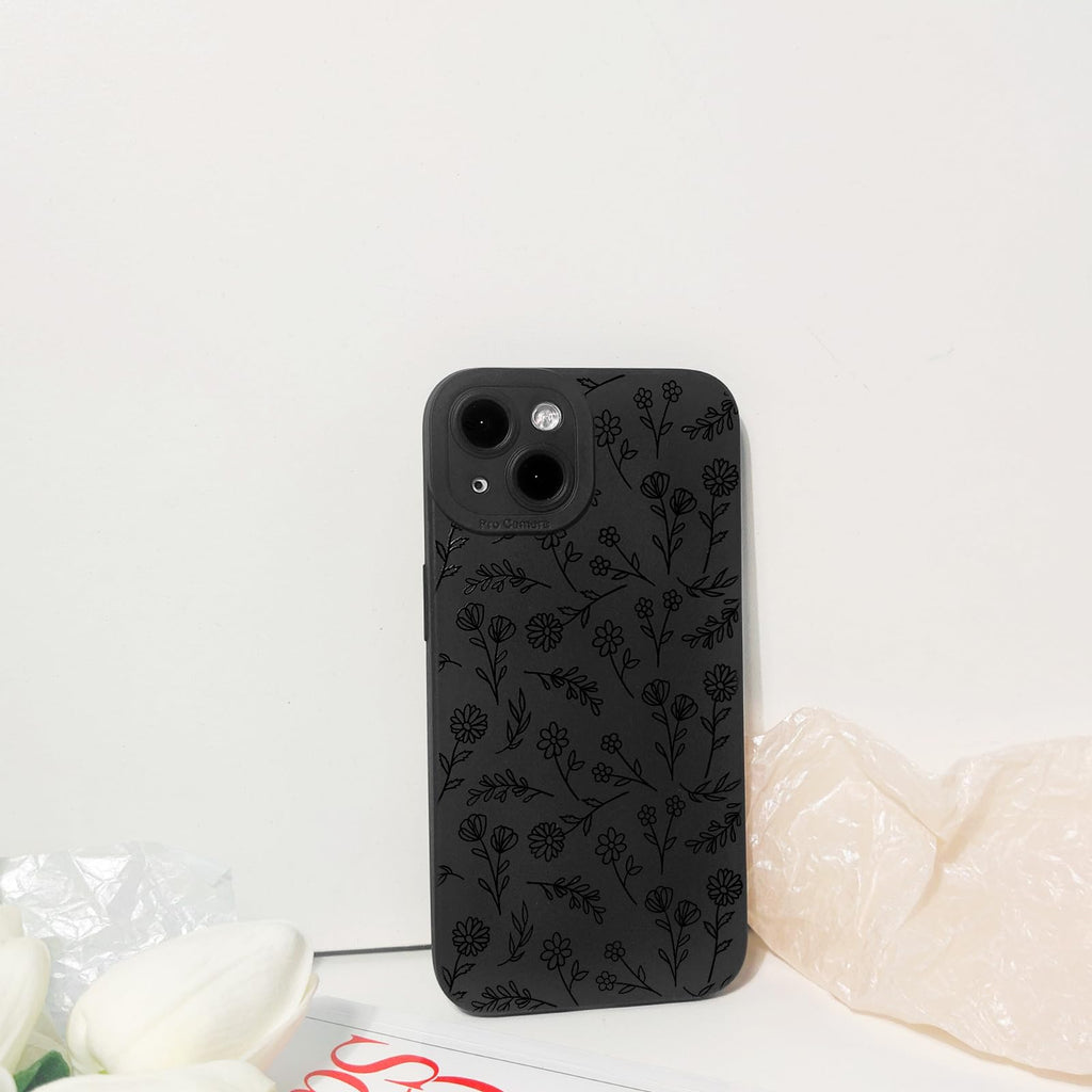 Lovmooful Compatible for iPhone 13 Case Cute Cool Star Black Design for Girls Women Soft TPU Shockproof Protective Girly for iPhone 13-Black Star
