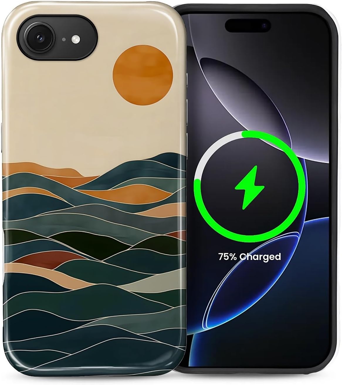 ZHEGAILIAN Magnetic Case for iPhone 15,Compatible with MagSafe Hard Shell + Soft Silicone 2 in 1 Hybrid Shockproof Bumper Drop Protective Case Retro Black Cat Guitar