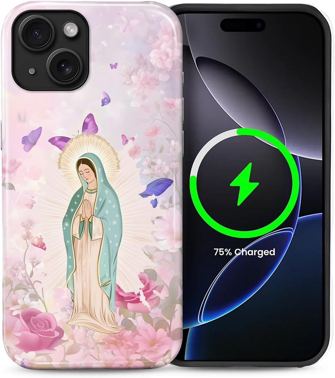 ZHEGAILIAN Magnetic Case for iPhone 15,Compatible with MagSafe Hard Shell + Soft Silicone 2 in 1 Hybrid Shockproof Bumper Drop Protective Case Retro Black Cat Guitar