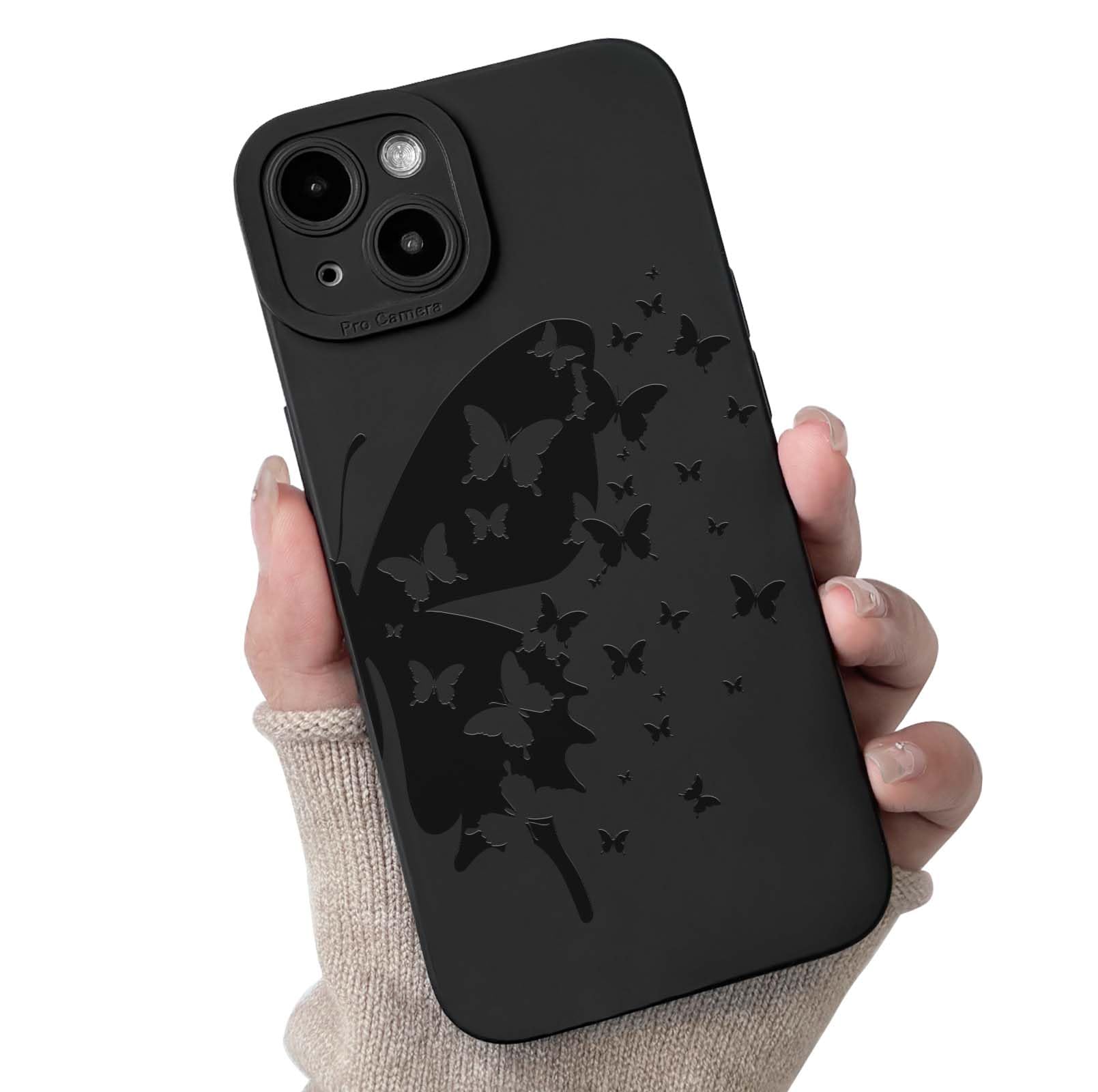Lovmooful Compatible for iPhone 13 Case Cute Cool Star Black Design for Girls Women Soft TPU Shockproof Protective Girly for iPhone 13-Black Star
