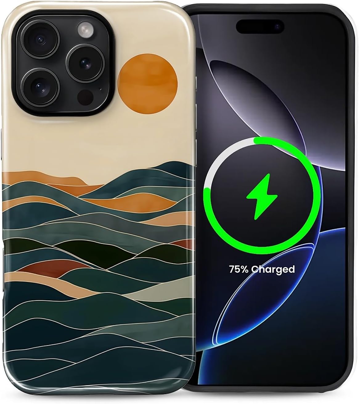 ZHEGAILIAN Magnetic Case for iPhone 15,Compatible with MagSafe Hard Shell + Soft Silicone 2 in 1 Hybrid Shockproof Bumper Drop Protective Case Retro Black Cat Guitar