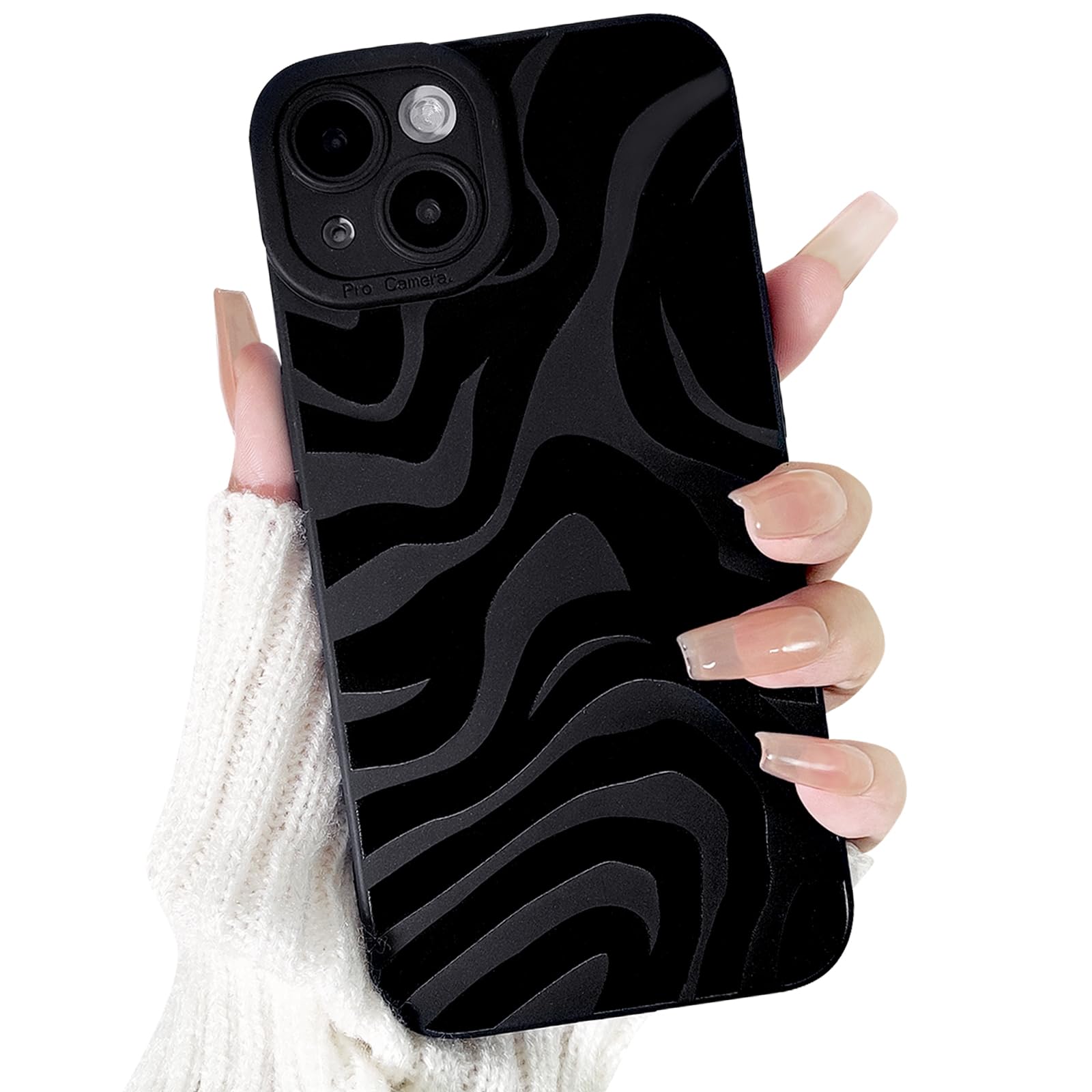 Lovmooful Compatible for iPhone 13 Case Cute Cool Star Black Design for Girls Women Soft TPU Shockproof Protective Girly for iPhone 13-Black Star
