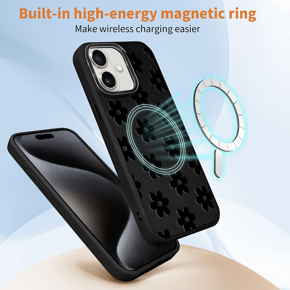 DAIZAG Case for iPhone 16, [Durable Shockproof Protective Magnetic Cover] [Compatible with MagSafe],Dragons Black