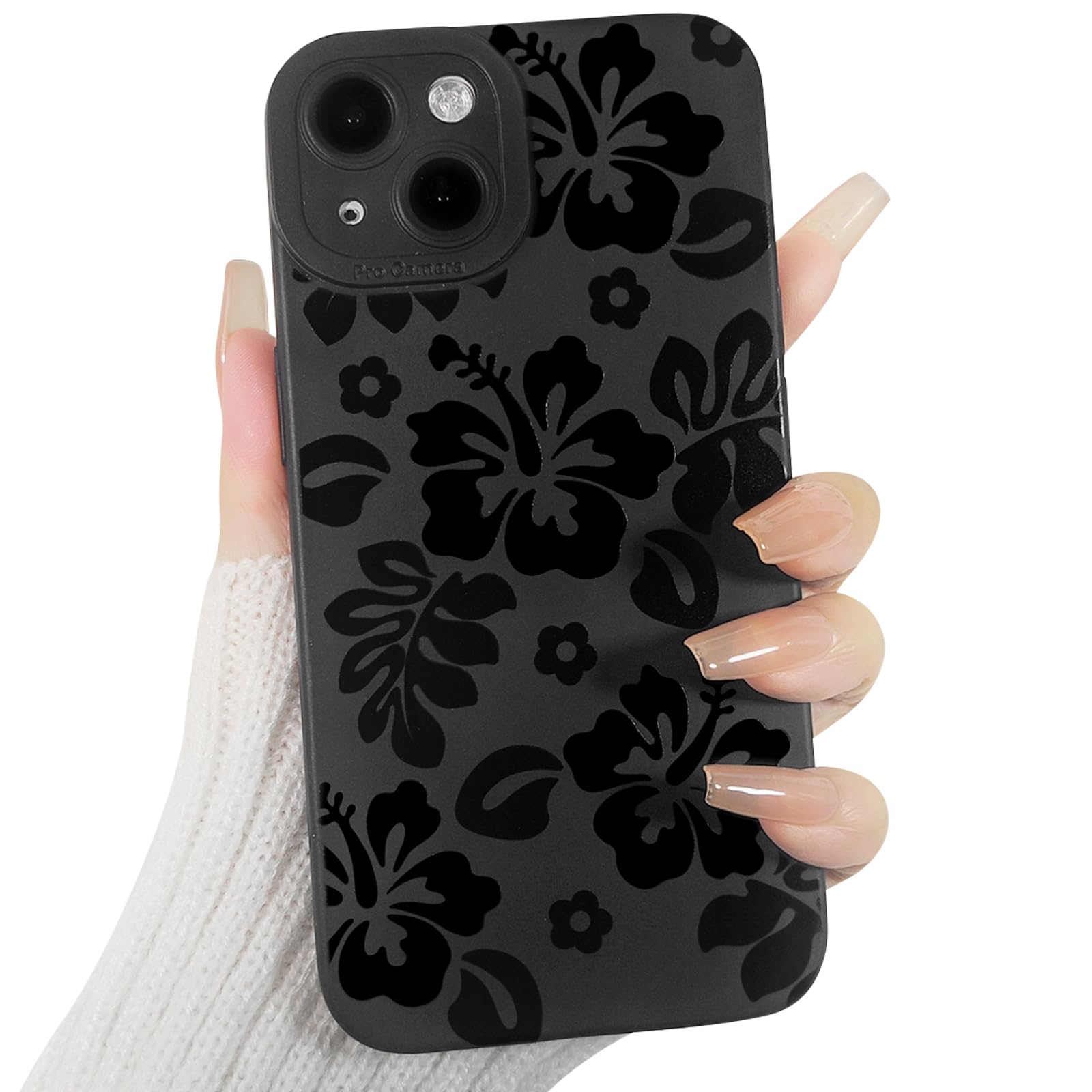 Lovmooful Compatible for iPhone 13 Case Cute Cool Star Black Design for Girls Women Soft TPU Shockproof Protective Girly for iPhone 13-Black Star