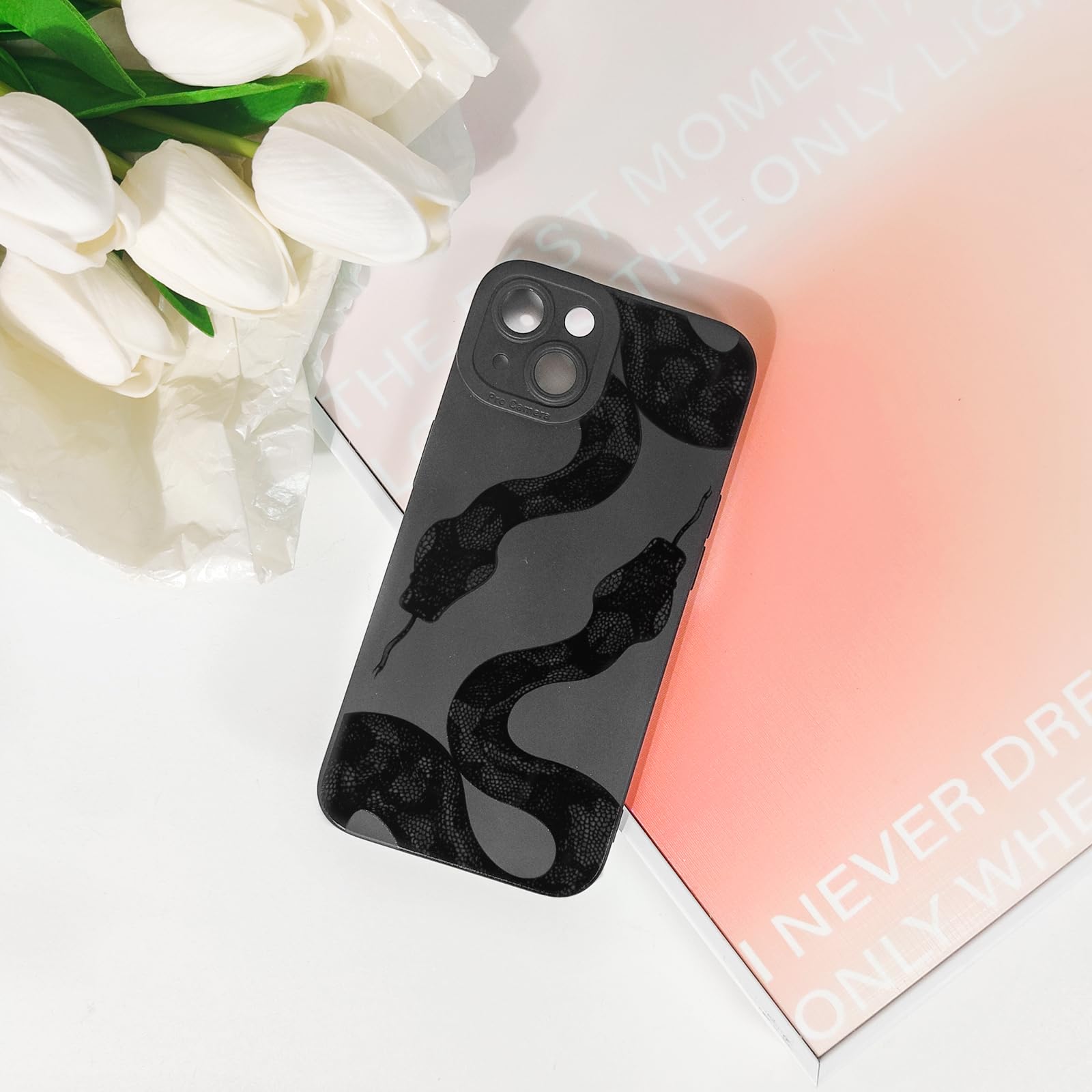 Lovmooful Compatible for iPhone 13 Case Cute Cool Star Black Design for Girls Women Soft TPU Shockproof Protective Girly for iPhone 13-Black Star