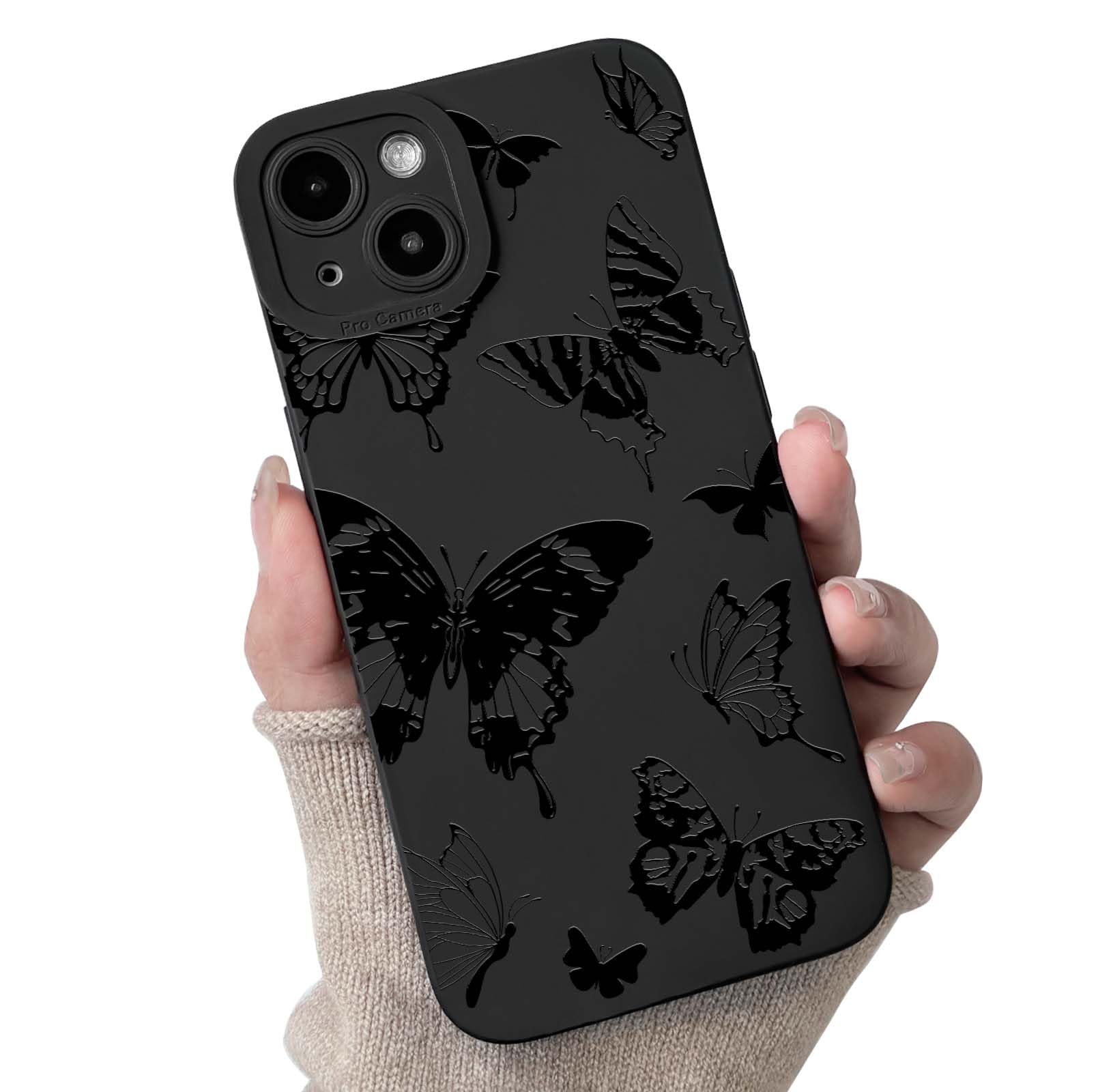 Lovmooful Compatible for iPhone 13 Case Cute Cool Star Black Design for Girls Women Soft TPU Shockproof Protective Girly for iPhone 13-Black Star