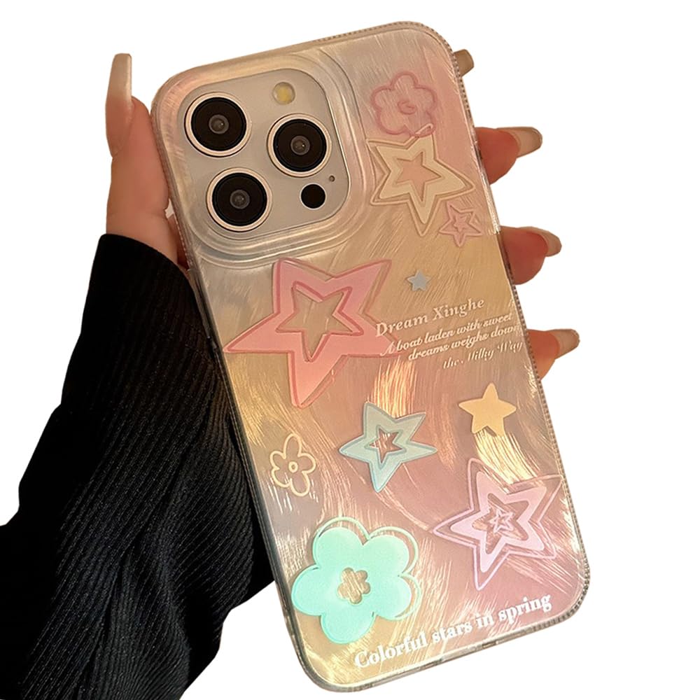 for iPhone 13 Case Bling Stars 3D Hearts Diamond Twinkle Star Glitter Y2K Spark Luxury Girly Aesthetic Personalized Design for Women Girls Teens TPU Case, 6.1", Black