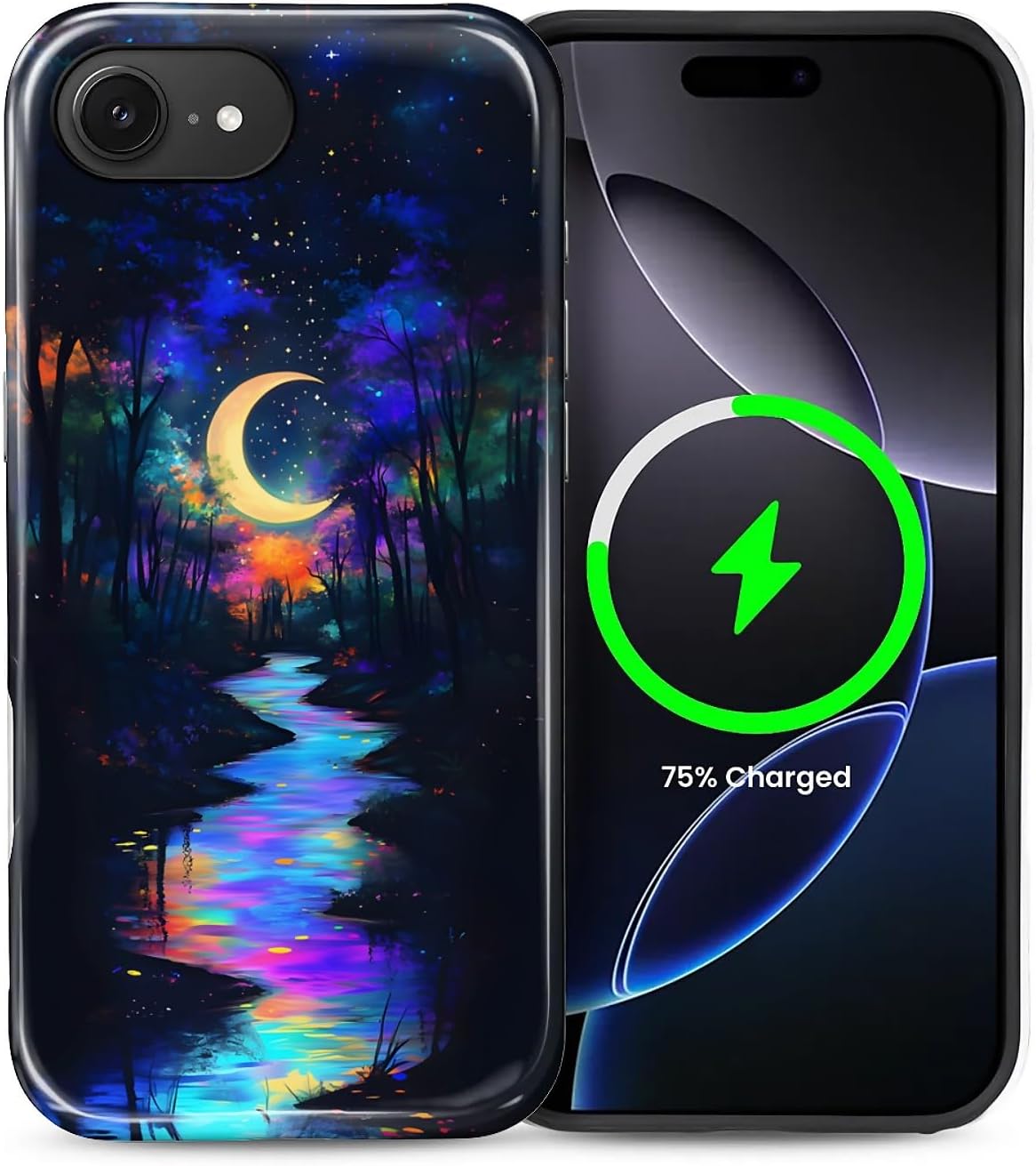 ZHEGAILIAN Magnetic Case for iPhone 15,Compatible with MagSafe Hard Shell + Soft Silicone 2 in 1 Hybrid Shockproof Bumper Drop Protective Case Retro Black Cat Guitar