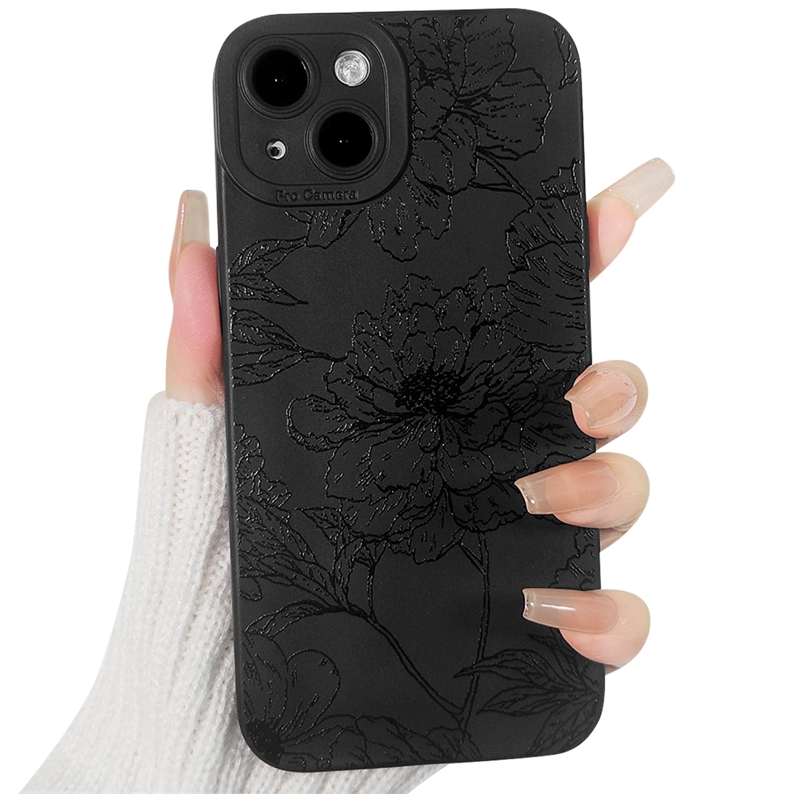 Lovmooful Compatible for iPhone 13 Case Cute Cool Star Black Design for Girls Women Soft TPU Shockproof Protective Girly for iPhone 13-Black Star