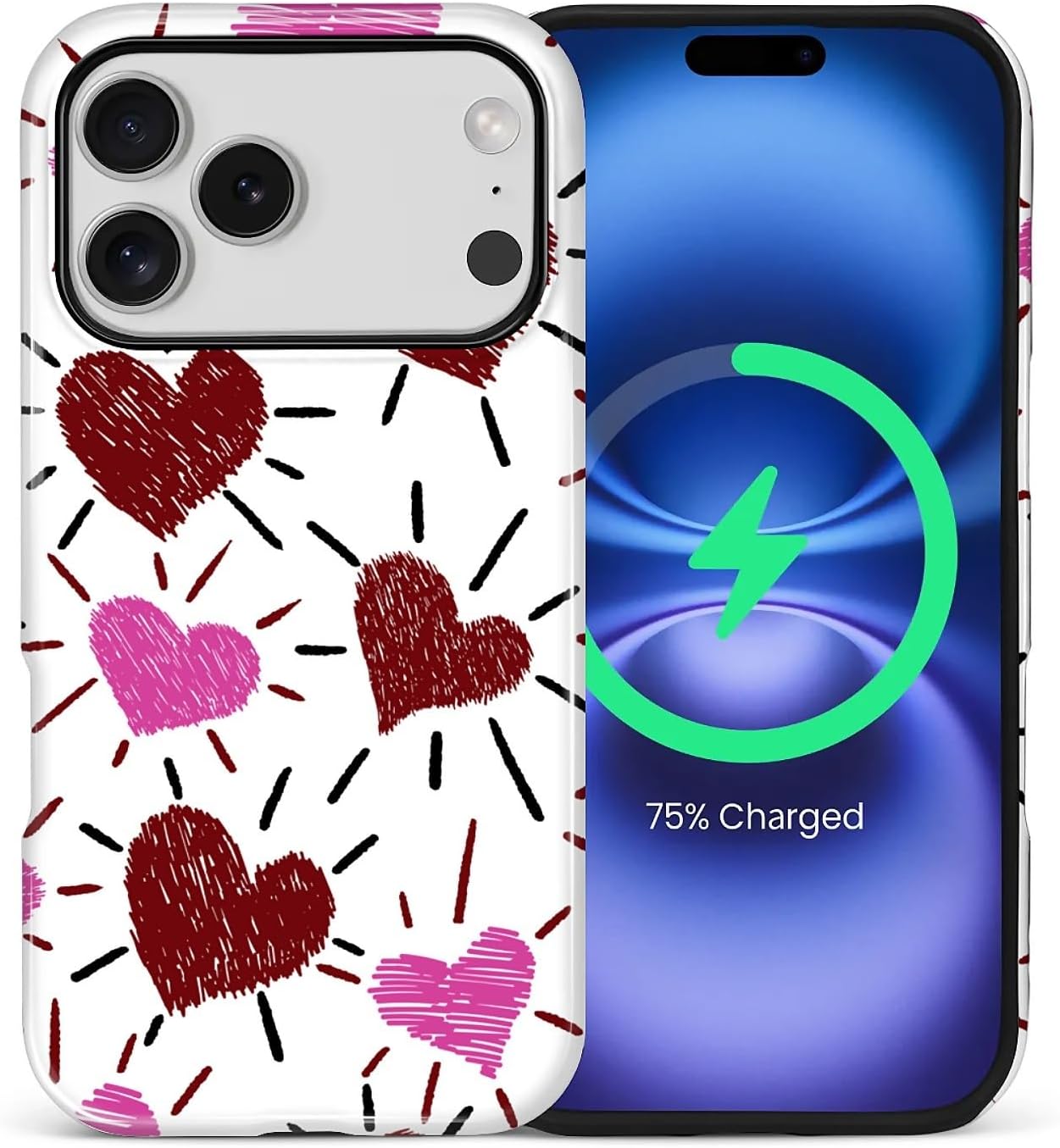 ZHEGAILIAN Magnetic Case for iPhone 15,Compatible with MagSafe Hard Shell + Soft Silicone 2 in 1 Hybrid Shockproof Bumper Drop Protective Case Retro Black Cat Guitar