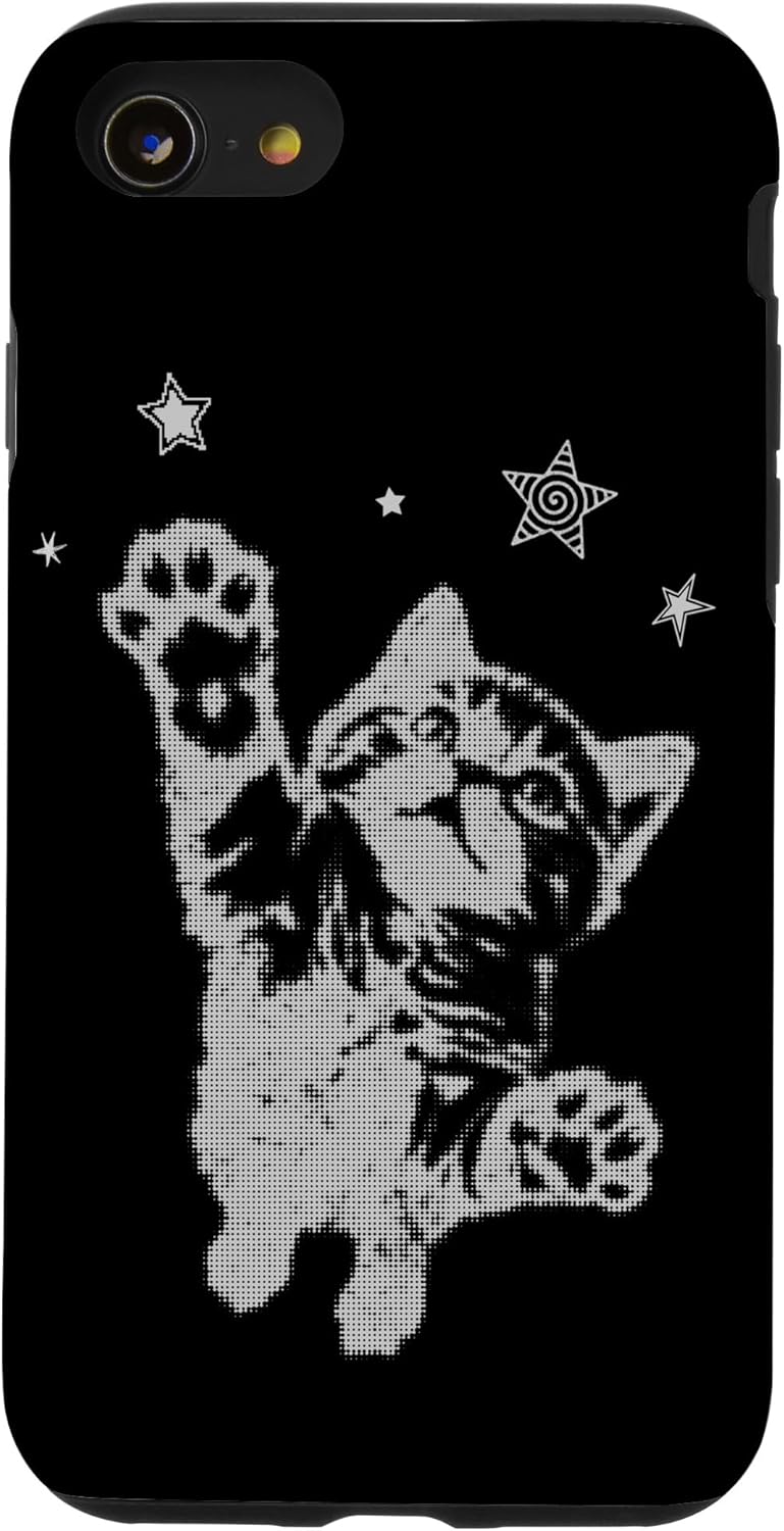 Y2K Cat Jumping Stars Silly 90s 2000s Grunge Vintage Graphic Case for iPhone SE (2020) / 7/8