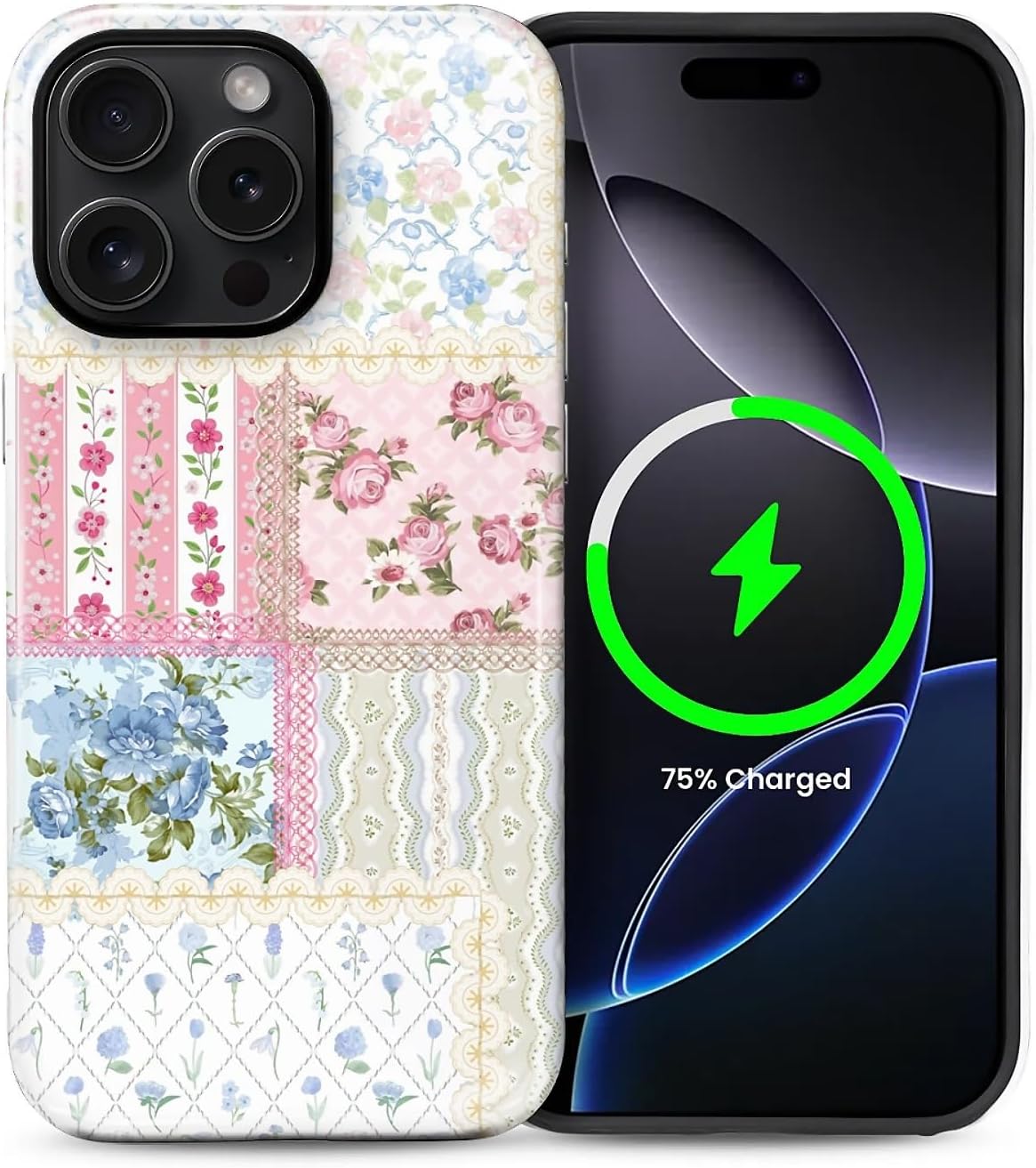 ZHEGAILIAN Magnetic Case for iPhone 15,Compatible with MagSafe Hard Shell + Soft Silicone 2 in 1 Hybrid Shockproof Bumper Drop Protective Case Retro Black Cat Guitar