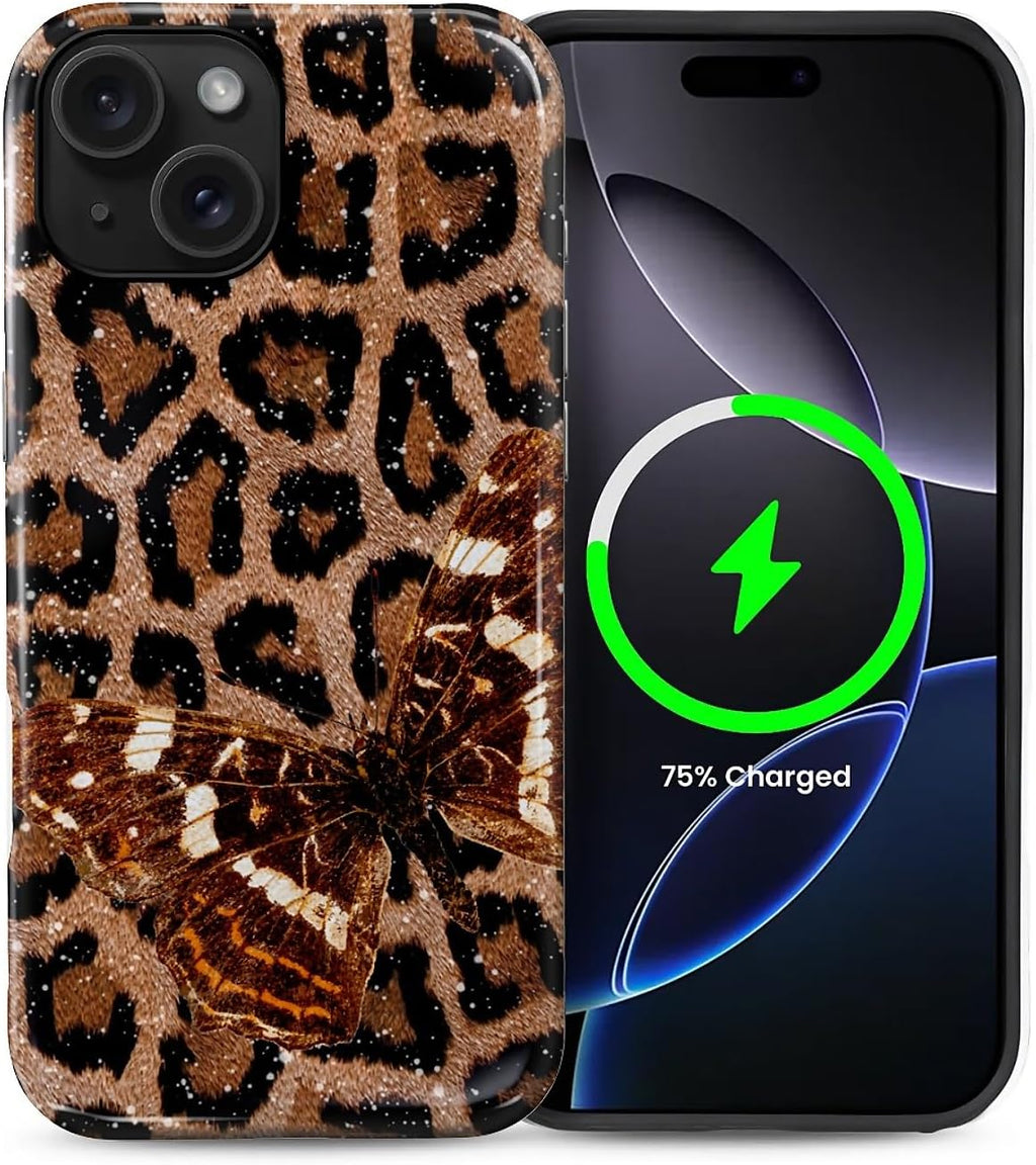 ZHEGAILIAN Magnetic Case for iPhone 15,Compatible with MagSafe Hard Shell + Soft Silicone 2 in 1 Hybrid Shockproof Bumper Drop Protective Case Retro Black Cat Guitar