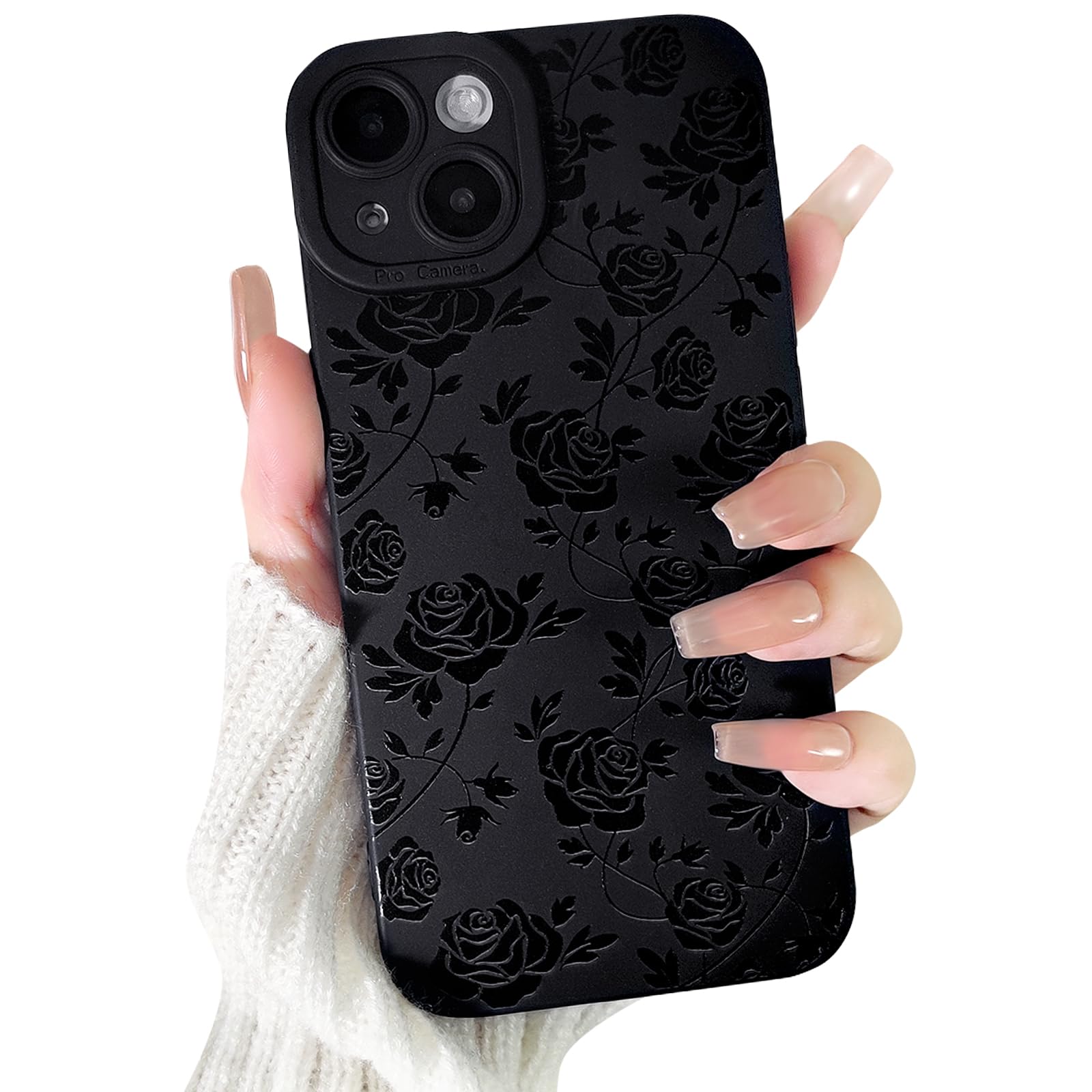 Lovmooful Compatible for iPhone 13 Case Cute Cool Star Black Design for Girls Women Soft TPU Shockproof Protective Girly for iPhone 13-Black Star