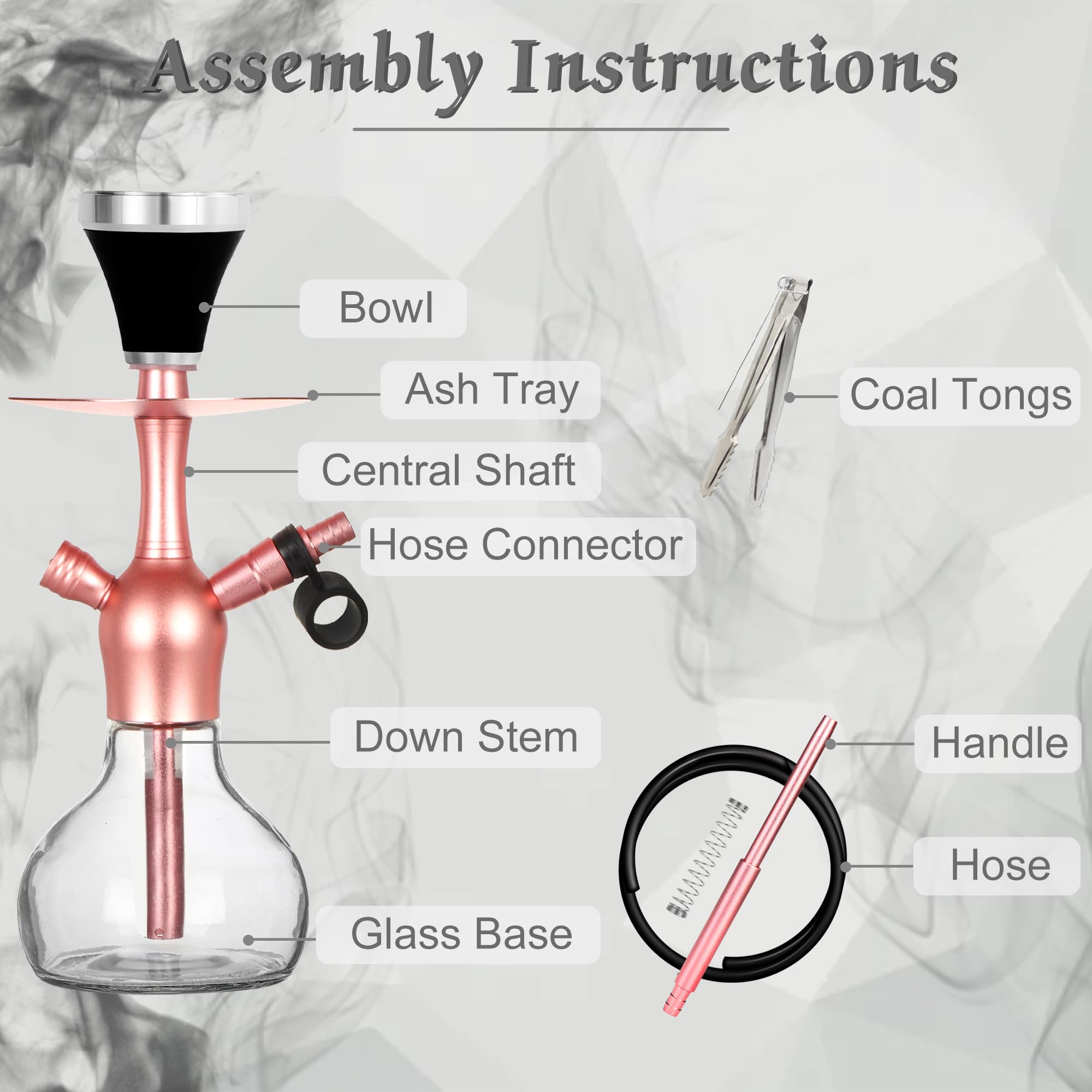2-Hose Small Green Glass Hookah Set - Portable Water Shisha Pipe