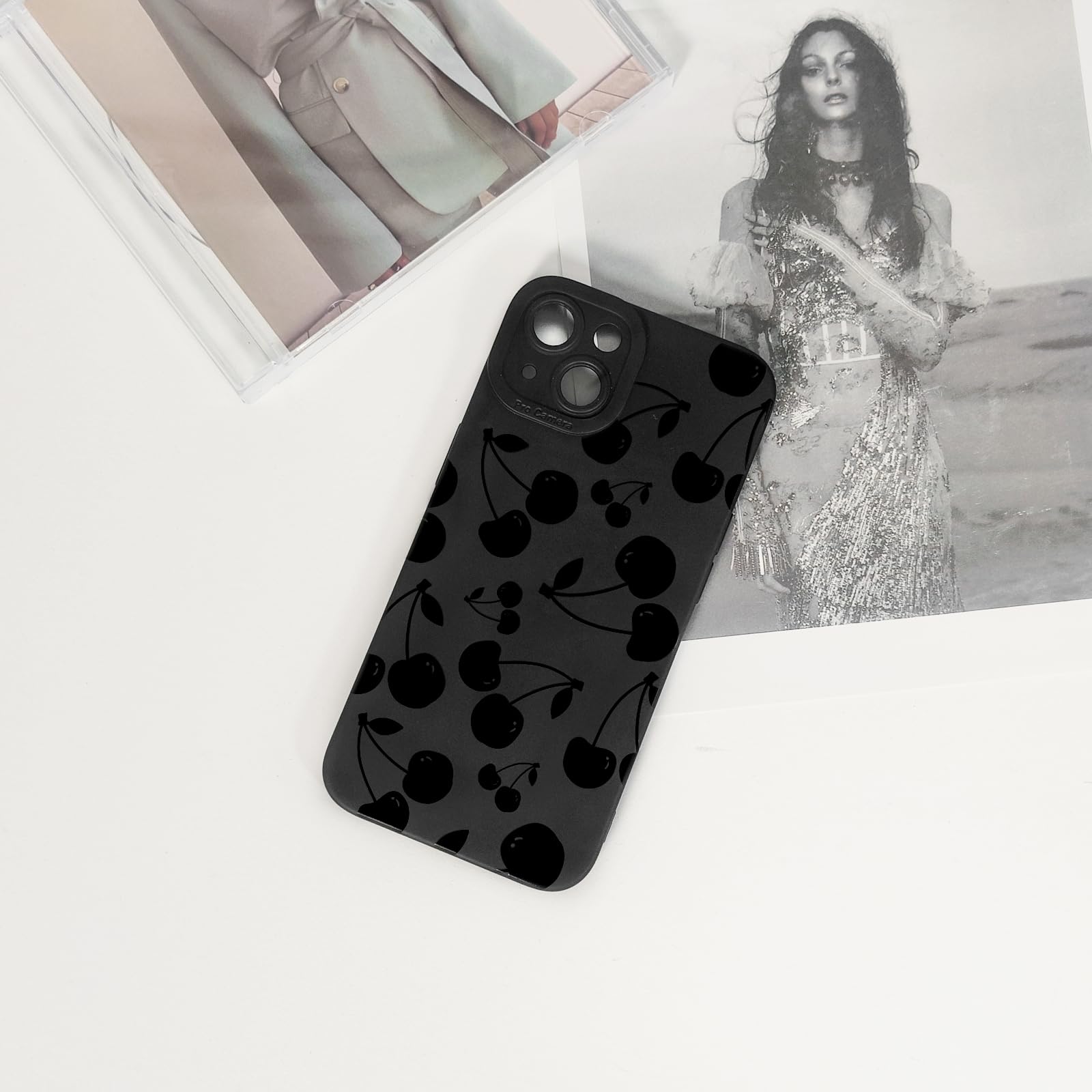 Lovmooful Compatible for iPhone 13 Case Cute Cool Star Black Design for Girls Women Soft TPU Shockproof Protective Girly for iPhone 13-Black Star