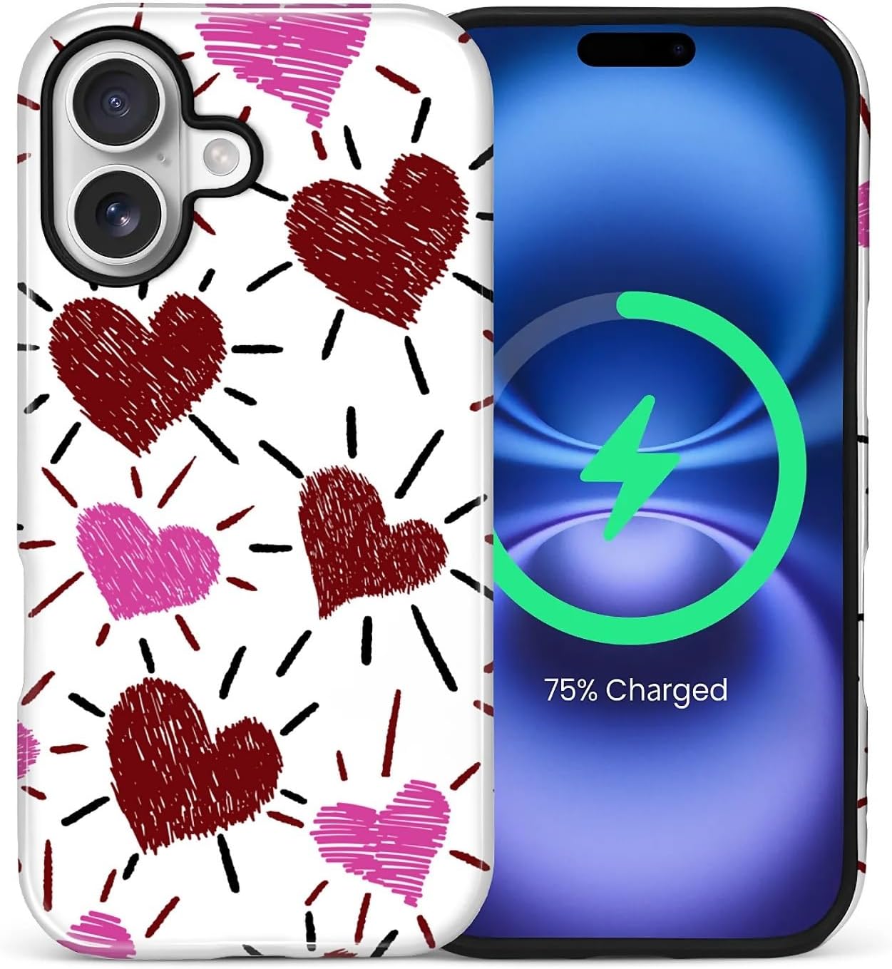 ZHEGAILIAN Magnetic Case for iPhone 15,Compatible with MagSafe Hard Shell + Soft Silicone 2 in 1 Hybrid Shockproof Bumper Drop Protective Case Retro Black Cat Guitar