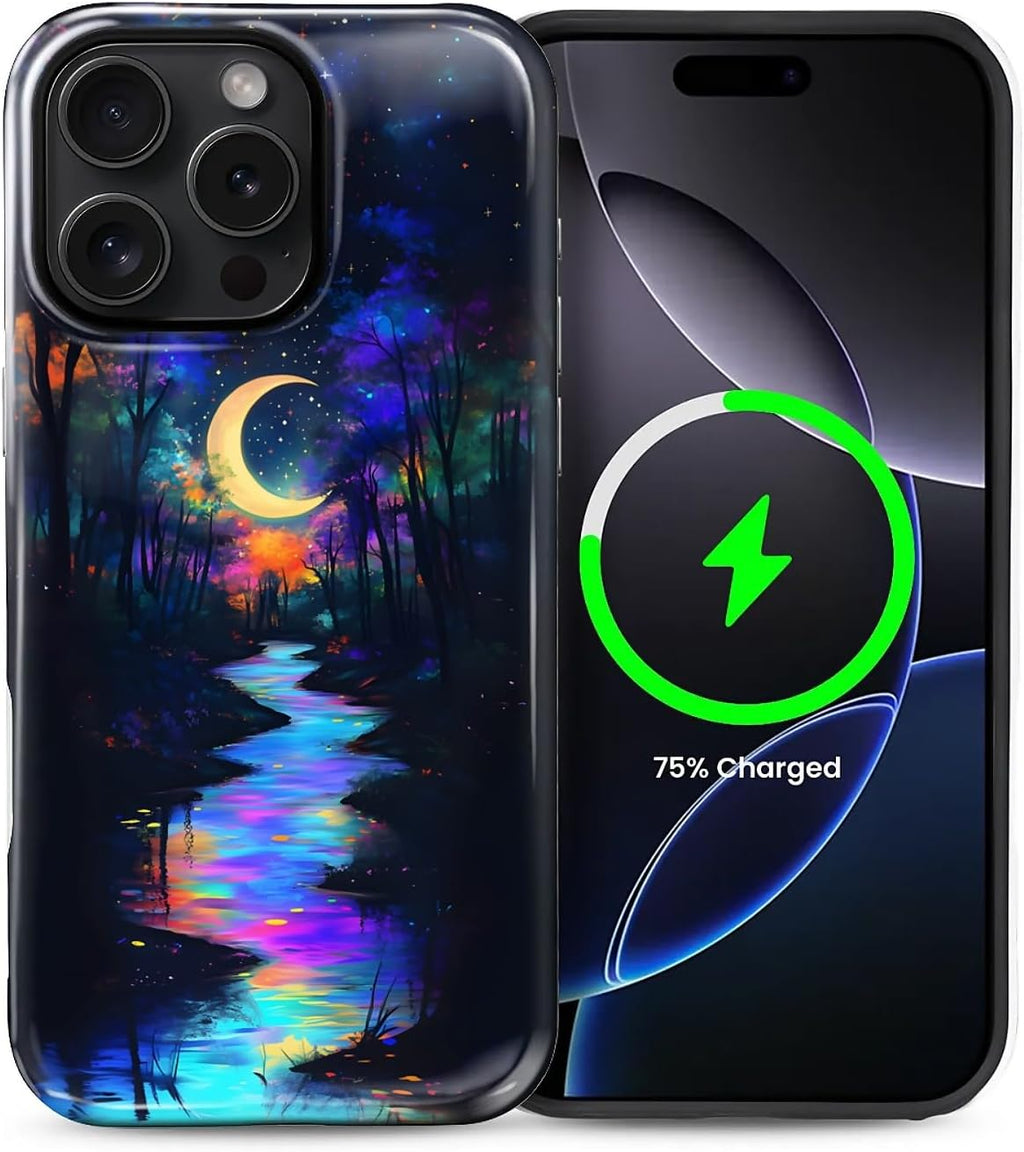 ZHEGAILIAN Magnetic Case for iPhone 15,Compatible with MagSafe Hard Shell + Soft Silicone 2 in 1 Hybrid Shockproof Bumper Drop Protective Case Retro Black Cat Guitar