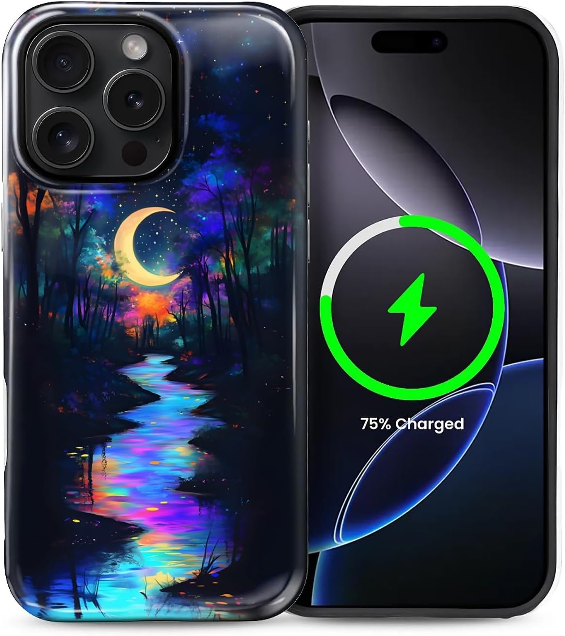 ZHEGAILIAN Magnetic Case for iPhone 15,Compatible with MagSafe Hard Shell + Soft Silicone 2 in 1 Hybrid Shockproof Bumper Drop Protective Case Retro Black Cat Guitar