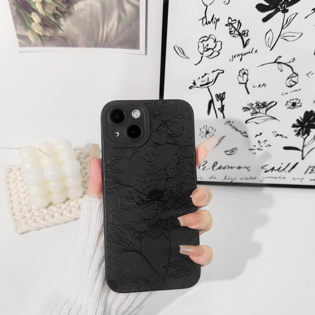 Lovmooful Compatible for iPhone 13 Case Cute Cool Star Black Design for Girls Women Soft TPU Shockproof Protective Girly for iPhone 13-Black Star