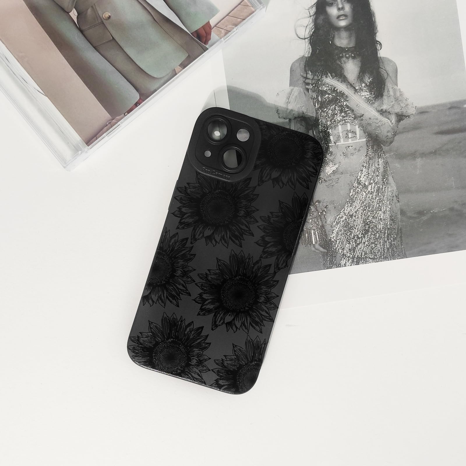 Lovmooful Compatible for iPhone 13 Case Cute Cool Star Black Design for Girls Women Soft TPU Shockproof Protective Girly for iPhone 13-Black Star