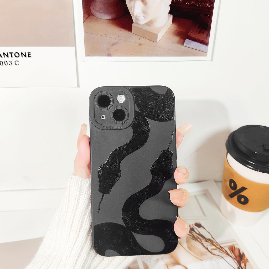 Lovmooful Compatible for iPhone 13 Case Cute Cool Star Black Design for Girls Women Soft TPU Shockproof Protective Girly for iPhone 13-Black Star