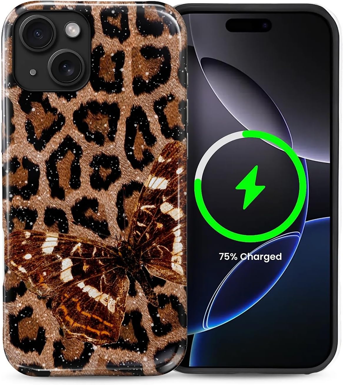 ZHEGAILIAN Magnetic Case for iPhone 15,Compatible with MagSafe Hard Shell + Soft Silicone 2 in 1 Hybrid Shockproof Bumper Drop Protective Case Retro Black Cat Guitar