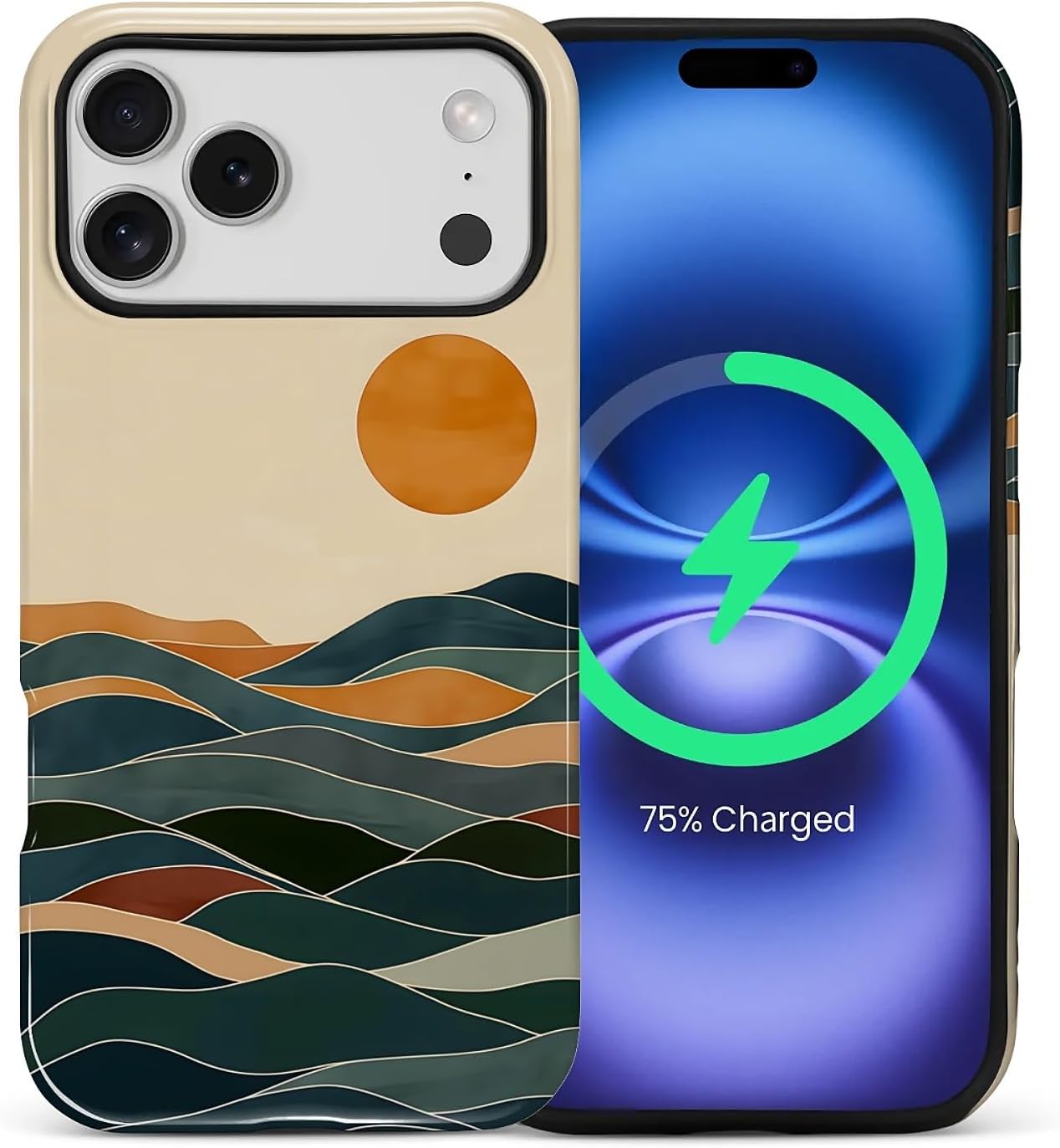 ZHEGAILIAN Magnetic Case for iPhone 15,Compatible with MagSafe Hard Shell + Soft Silicone 2 in 1 Hybrid Shockproof Bumper Drop Protective Case Retro Black Cat Guitar