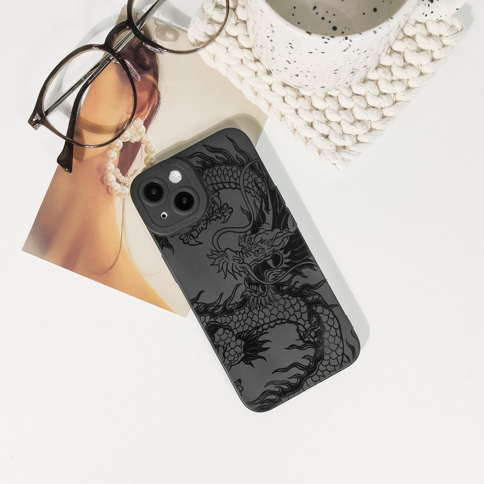 Lovmooful Compatible for iPhone 13 Case Cute Cool Star Black Design for Girls Women Soft TPU Shockproof Protective Girly for iPhone 13-Black Star