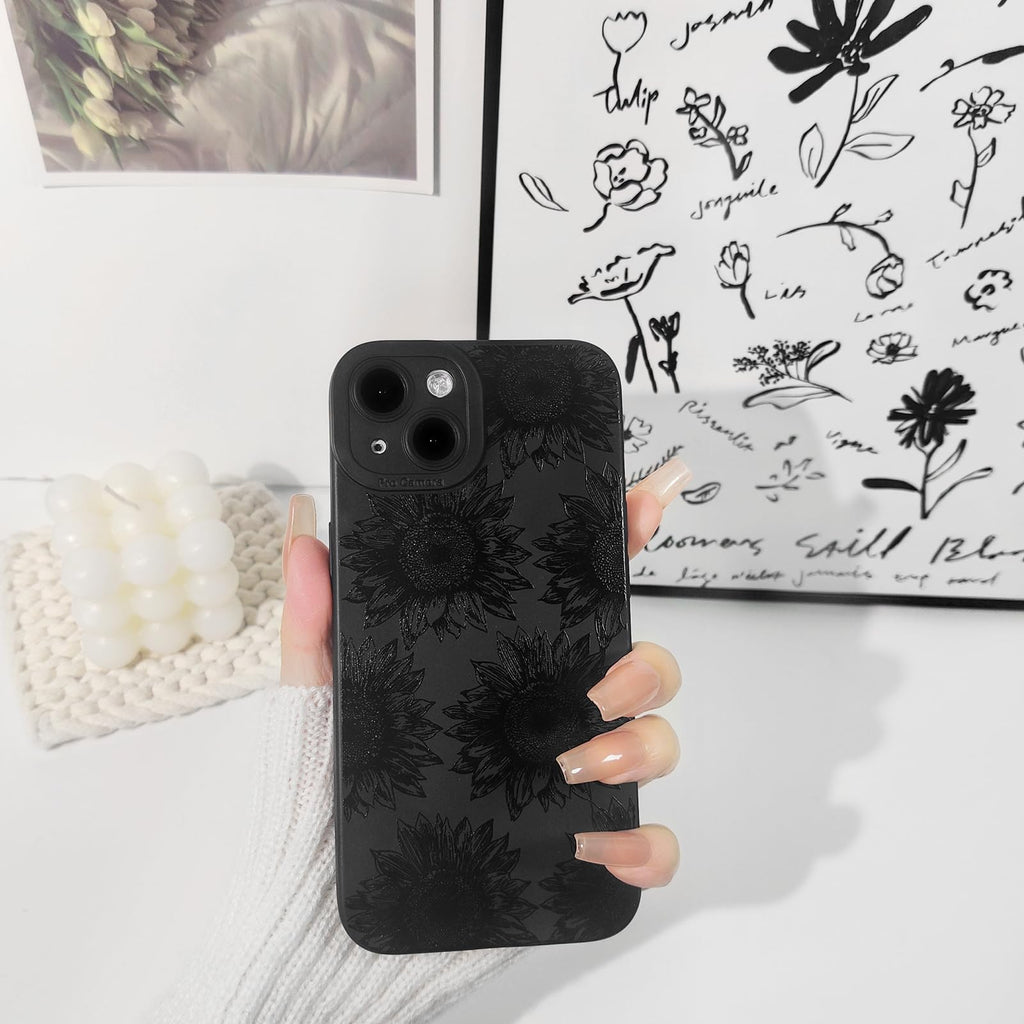 Lovmooful Compatible for iPhone 13 Case Cute Cool Star Black Design for Girls Women Soft TPU Shockproof Protective Girly for iPhone 13-Black Star