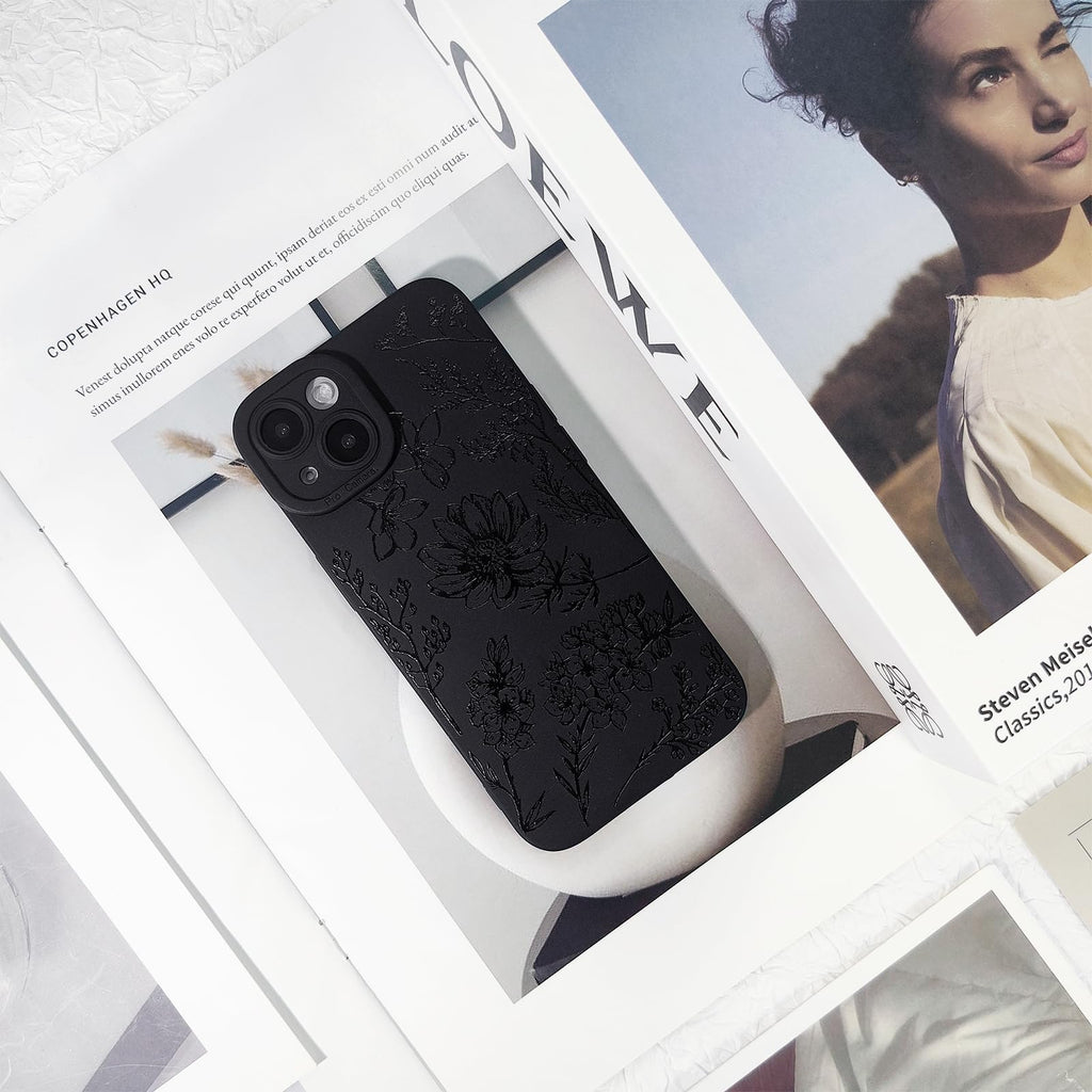 Lovmooful Compatible for iPhone 13 Case Cute Cool Star Black Design for Girls Women Soft TPU Shockproof Protective Girly for iPhone 13-Black Star