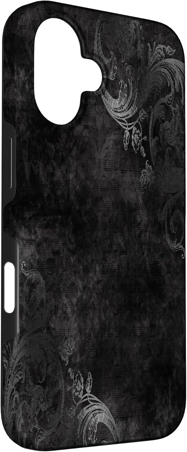 Black Victorian Gothic Damask Alt Goth Emo Grunge Case for iPhone 16