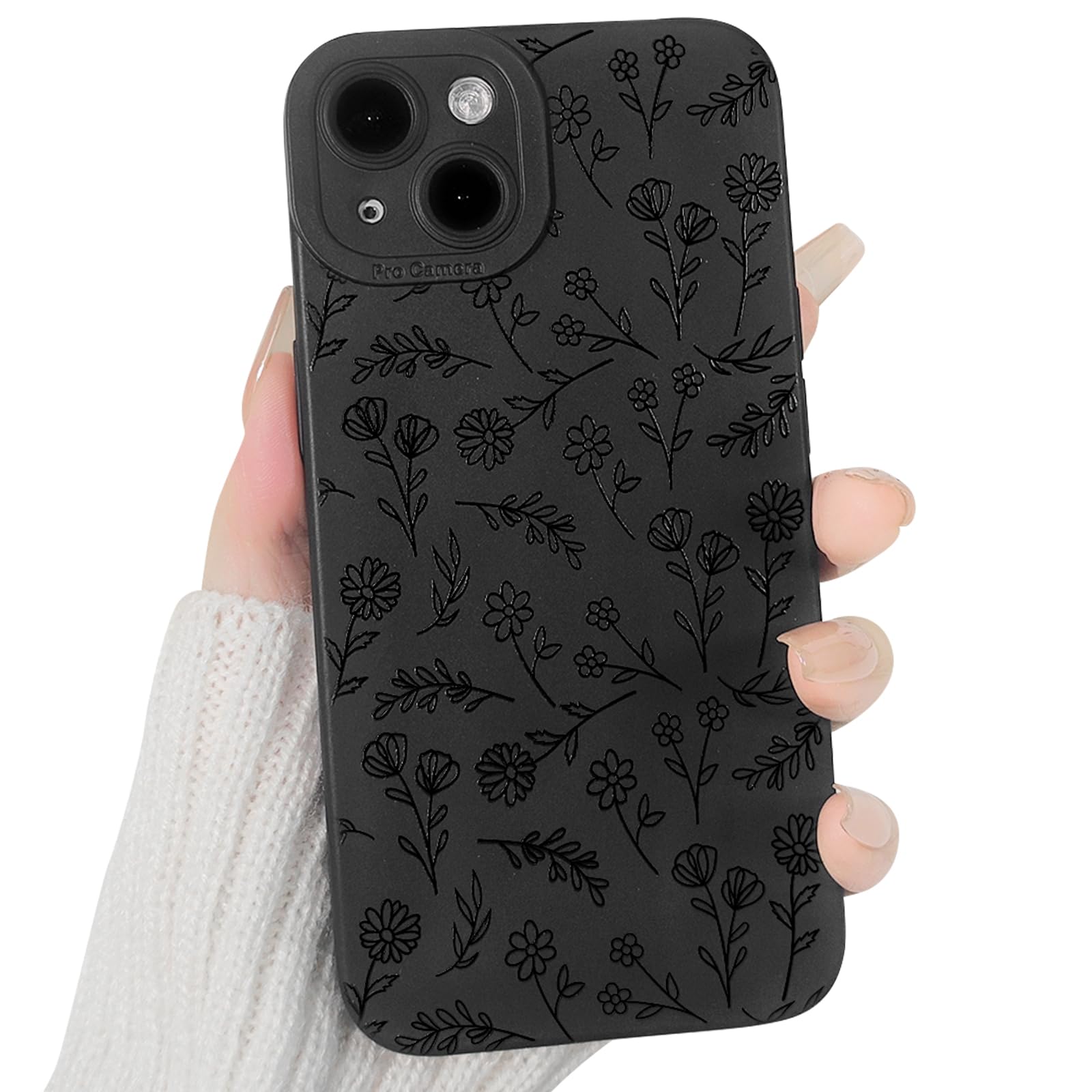 Lovmooful Compatible for iPhone 13 Case Cute Cool Star Black Design for Girls Women Soft TPU Shockproof Protective Girly for iPhone 13-Black Star