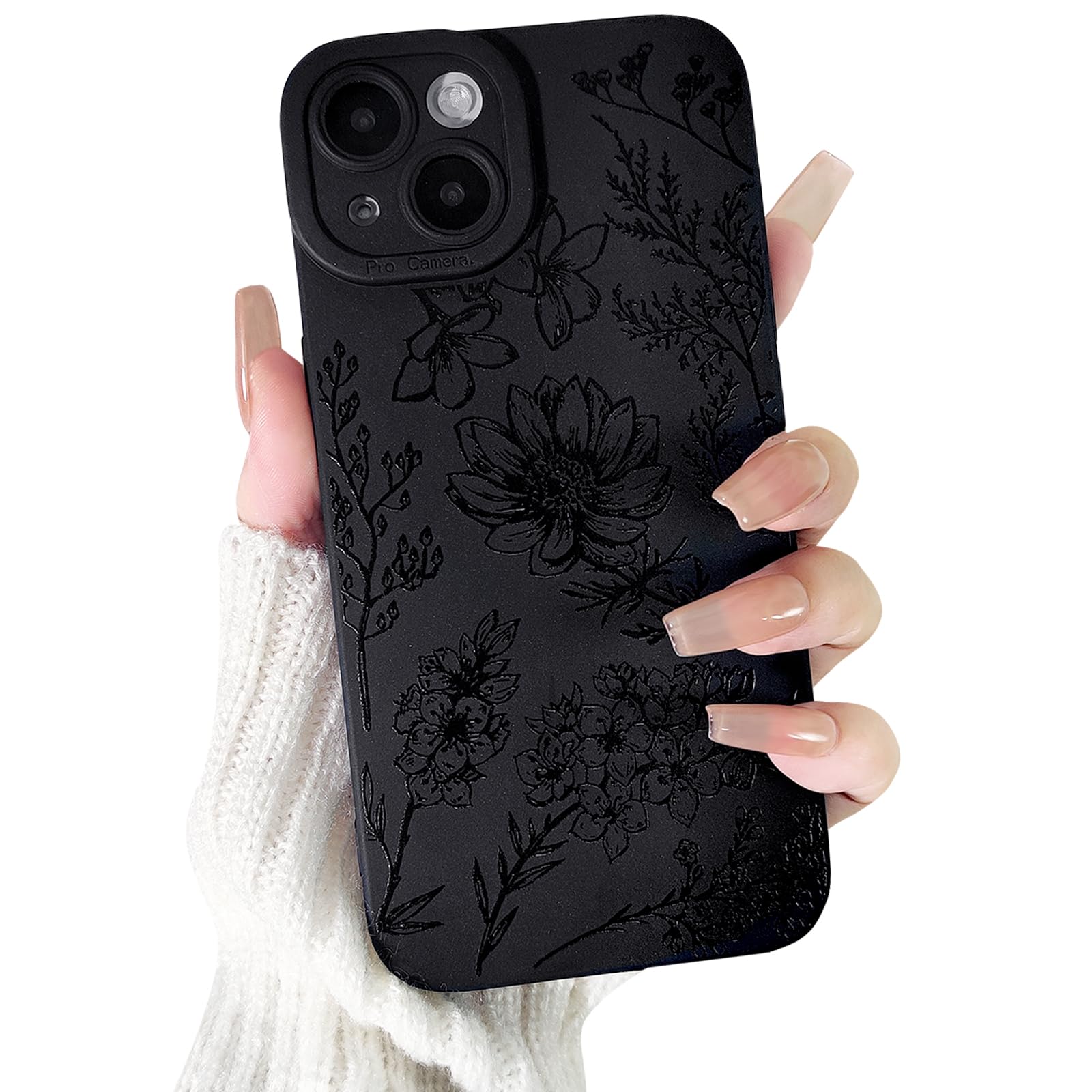 Lovmooful Compatible for iPhone 13 Case Cute Cool Star Black Design for Girls Women Soft TPU Shockproof Protective Girly for iPhone 13-Black Star