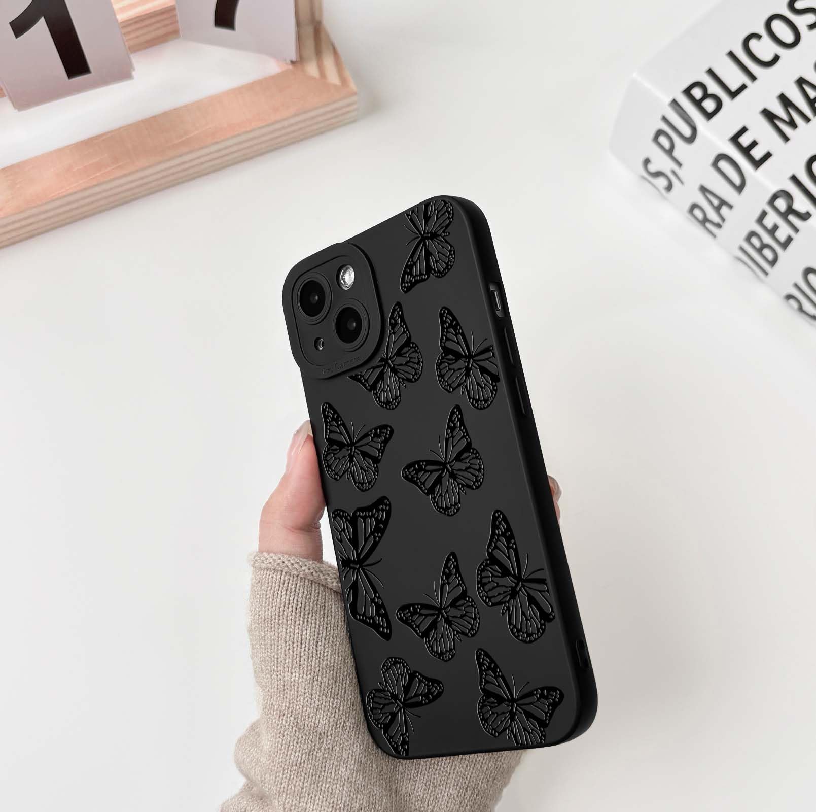 Lovmooful Compatible for iPhone 13 Case Cute Cool Star Black Design for Girls Women Soft TPU Shockproof Protective Girly for iPhone 13-Black Star