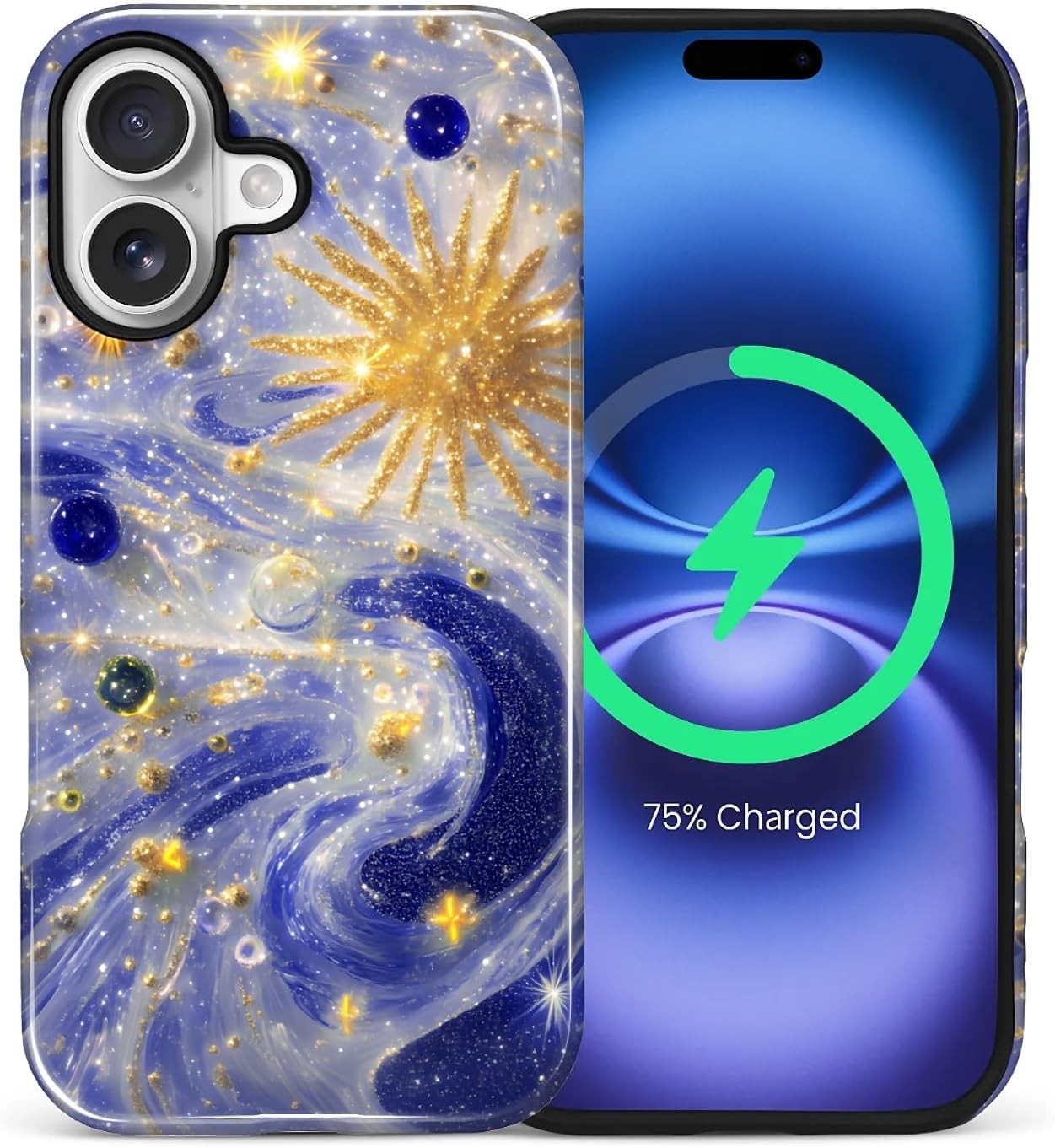 ZHEGAILIAN Magnetic Case for iPhone 15,Compatible with MagSafe Hard Shell + Soft Silicone 2 in 1 Hybrid Shockproof Bumper Drop Protective Case Retro Black Cat Guitar