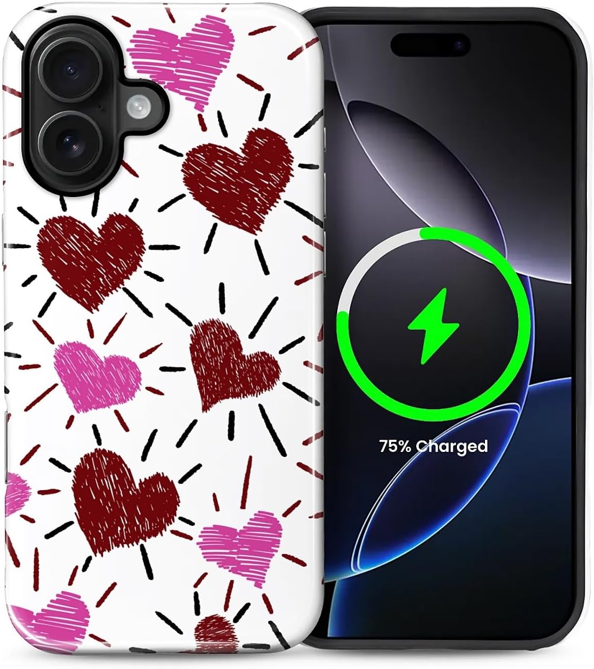 ZHEGAILIAN Magnetic Case for iPhone 15,Compatible with MagSafe Hard Shell + Soft Silicone 2 in 1 Hybrid Shockproof Bumper Drop Protective Case Retro Black Cat Guitar