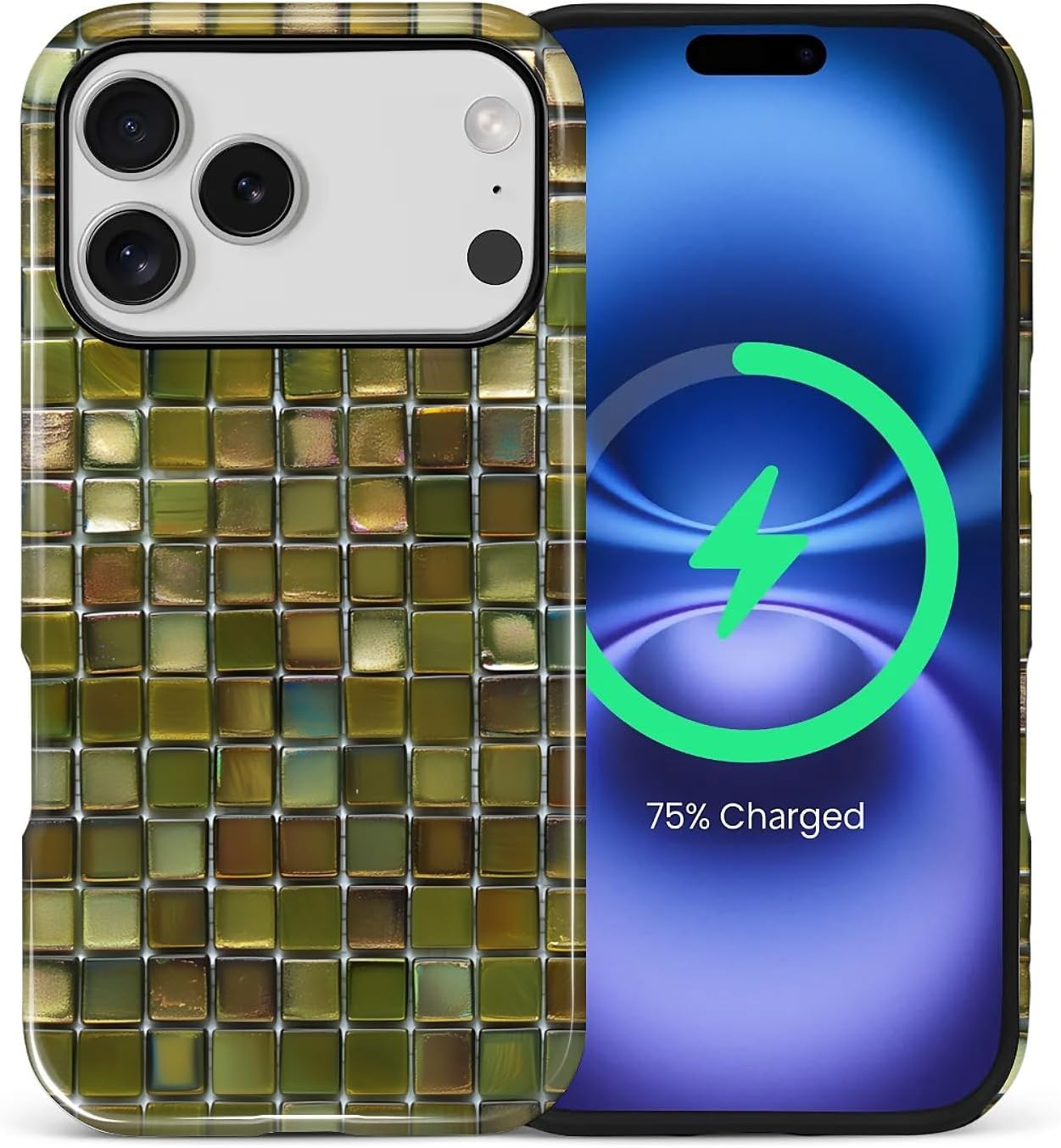 ZHEGAILIAN Magnetic Case for iPhone 15,Compatible with MagSafe Hard Shell + Soft Silicone 2 in 1 Hybrid Shockproof Bumper Drop Protective Case Retro Black Cat Guitar