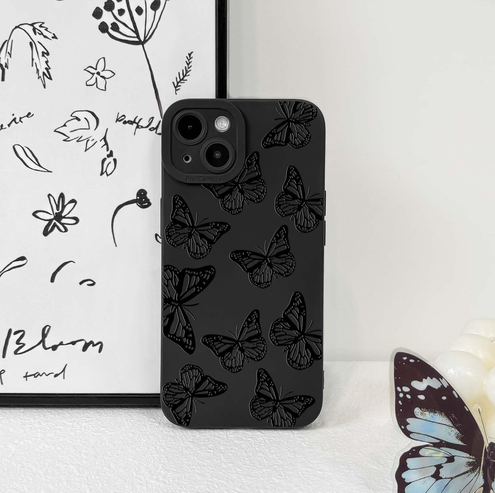 Lovmooful Compatible for iPhone 13 Case Cute Cool Star Black Design for Girls Women Soft TPU Shockproof Protective Girly for iPhone 13-Black Star