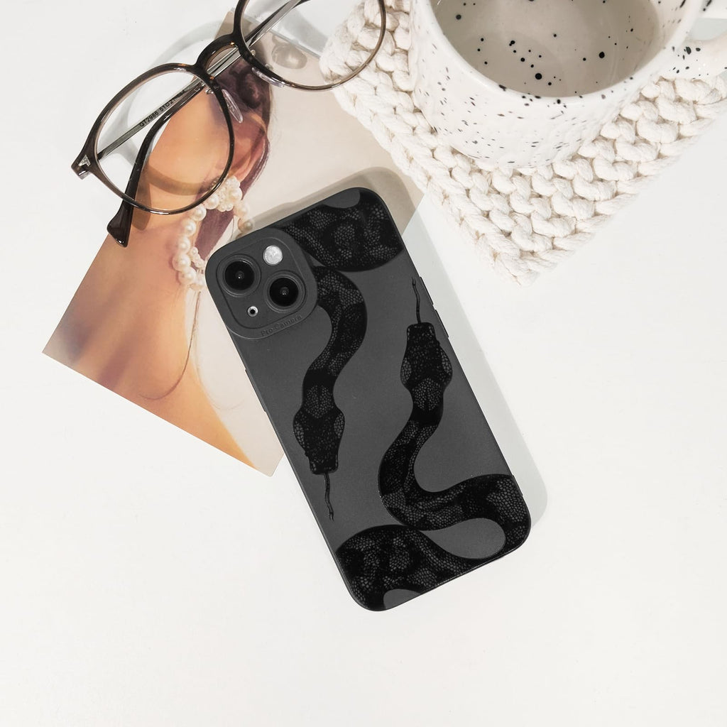 Lovmooful Compatible for iPhone 13 Case Cute Cool Star Black Design for Girls Women Soft TPU Shockproof Protective Girly for iPhone 13-Black Star