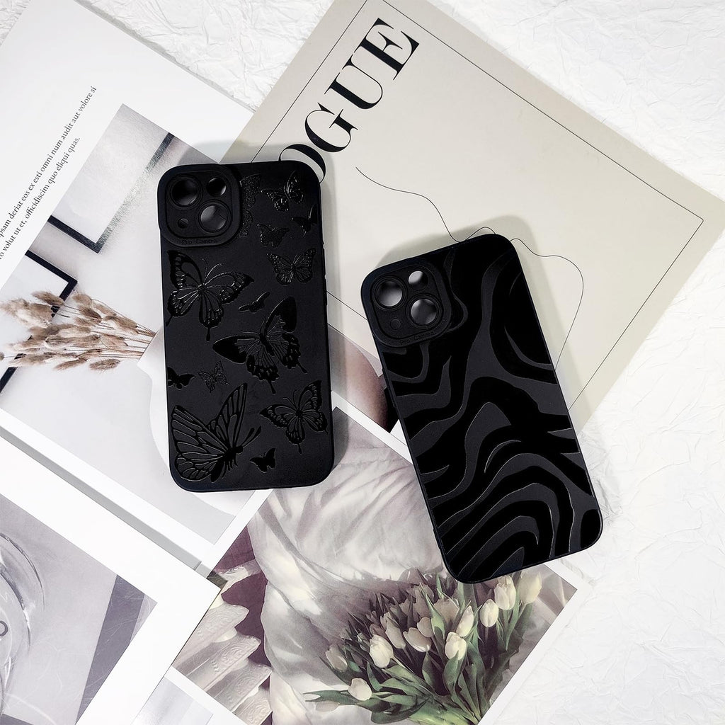 Lovmooful Compatible for iPhone 13 Case Cute Cool Star Black Design for Girls Women Soft TPU Shockproof Protective Girly for iPhone 13-Black Star