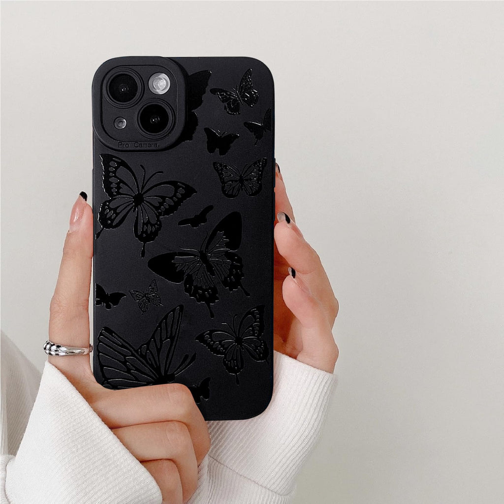 Lovmooful Compatible for iPhone 13 Case Cute Cool Star Black Design for Girls Women Soft TPU Shockproof Protective Girly for iPhone 13-Black Star