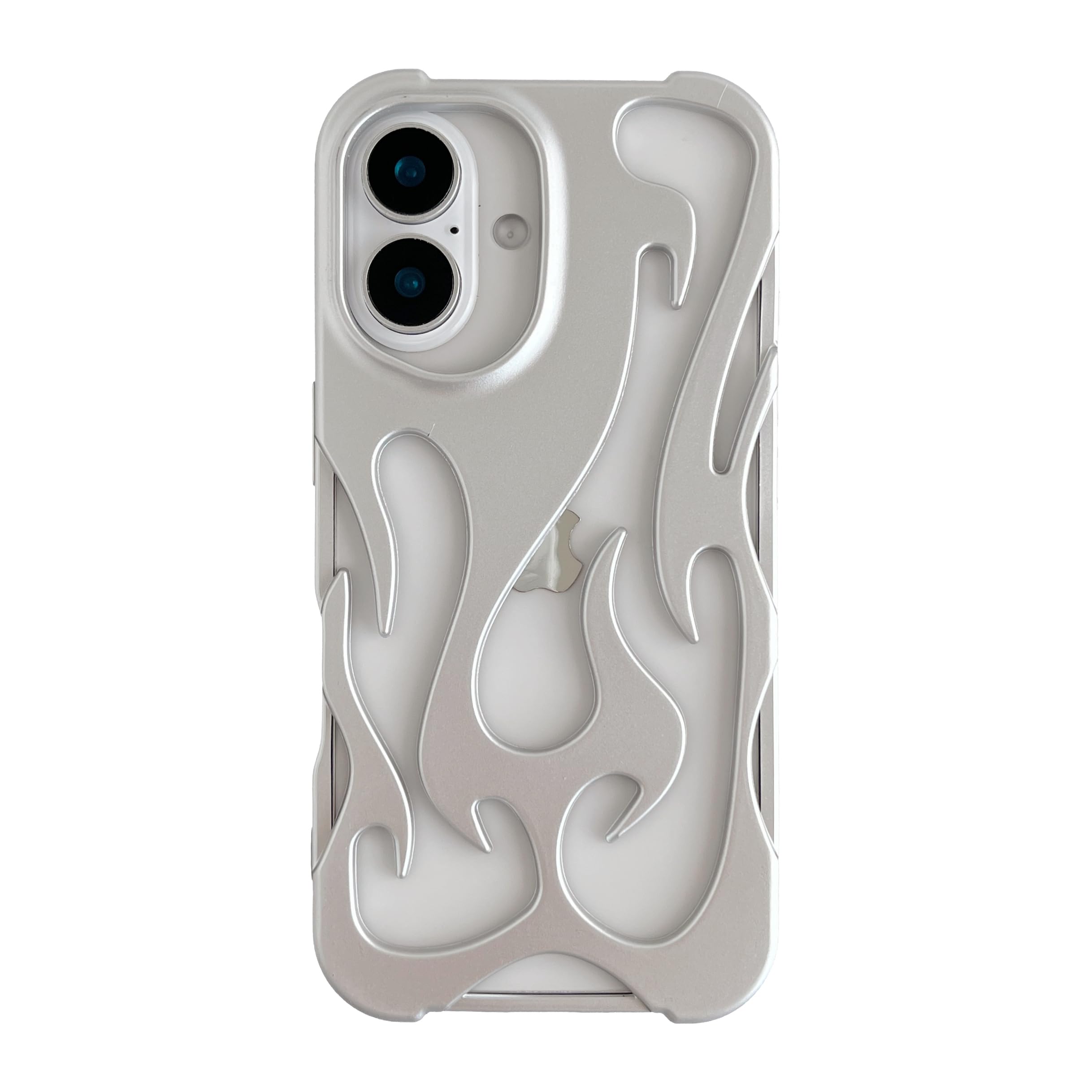Heat Dissipation for iPhone Case, Solid Color Hollow Flame Matte Soft Phone Case (Silver,for iPhone 16)