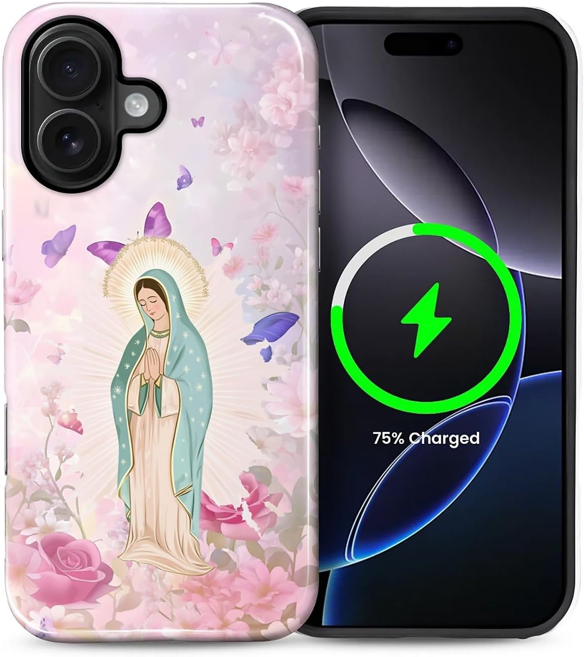 ZHEGAILIAN Magnetic Case for iPhone 15,Compatible with MagSafe Hard Shell + Soft Silicone 2 in 1 Hybrid Shockproof Bumper Drop Protective Case Retro Black Cat Guitar