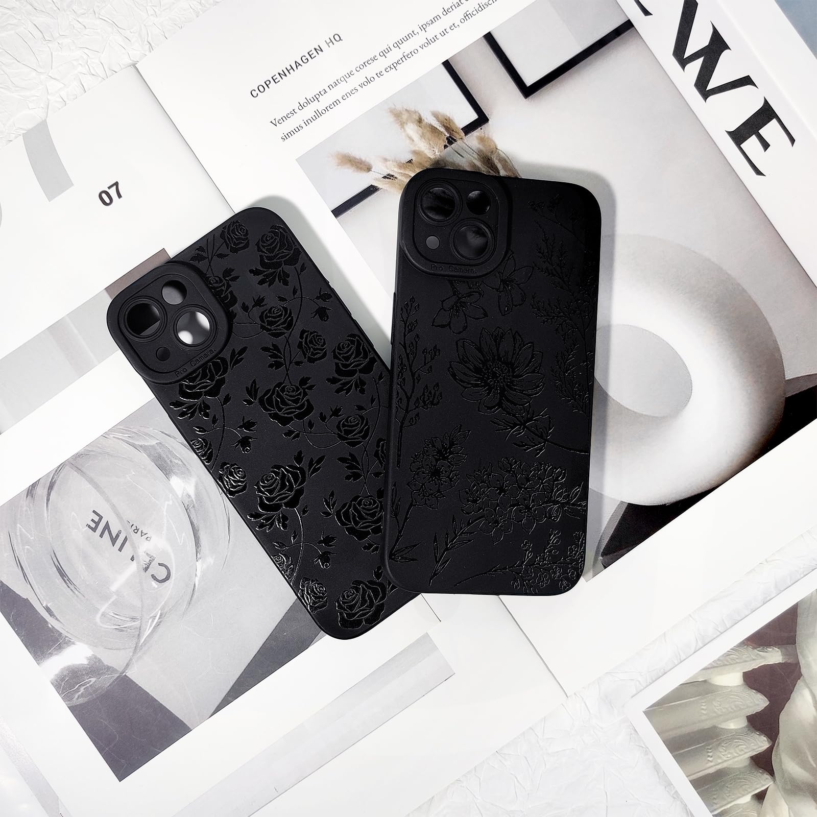 Lovmooful Compatible for iPhone 13 Case Cute Cool Star Black Design for Girls Women Soft TPU Shockproof Protective Girly for iPhone 13-Black Star